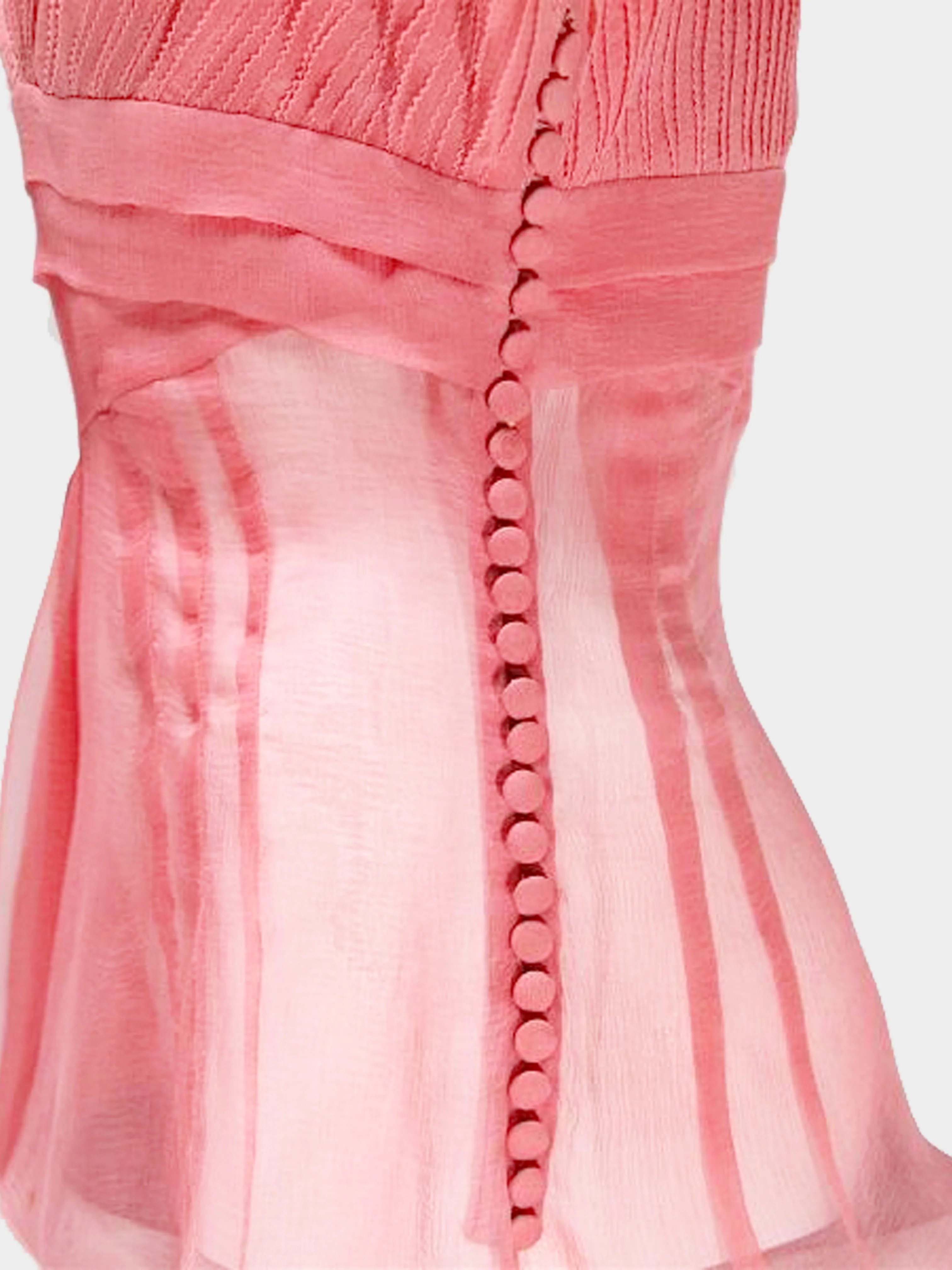 Christian Dior 1990s Pink Chiffon Pleated Sheer Blouse - Image 8