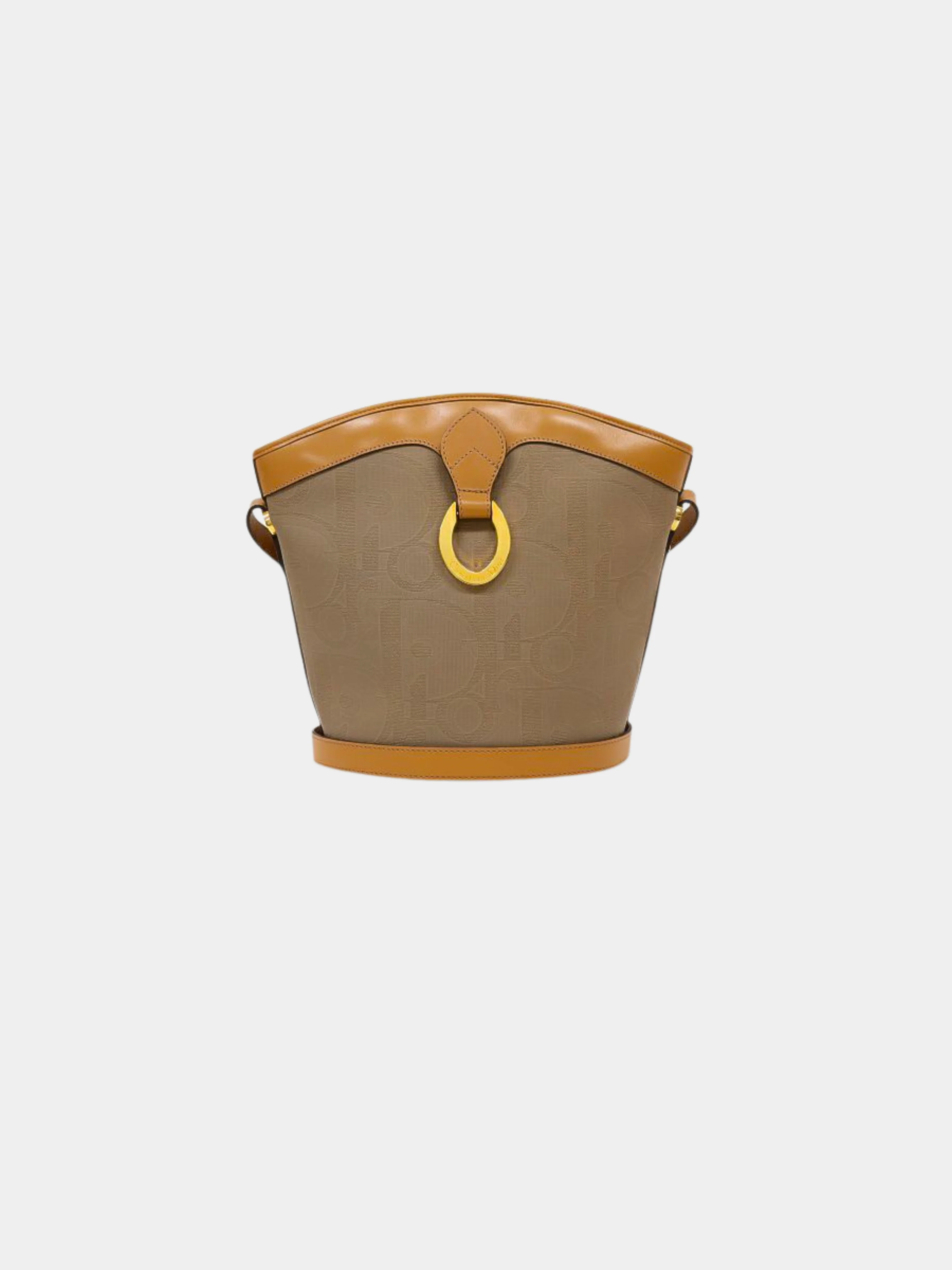 Christian Dior 2000s Beige and Green Trotter Oval Hardware Shoulder Bag