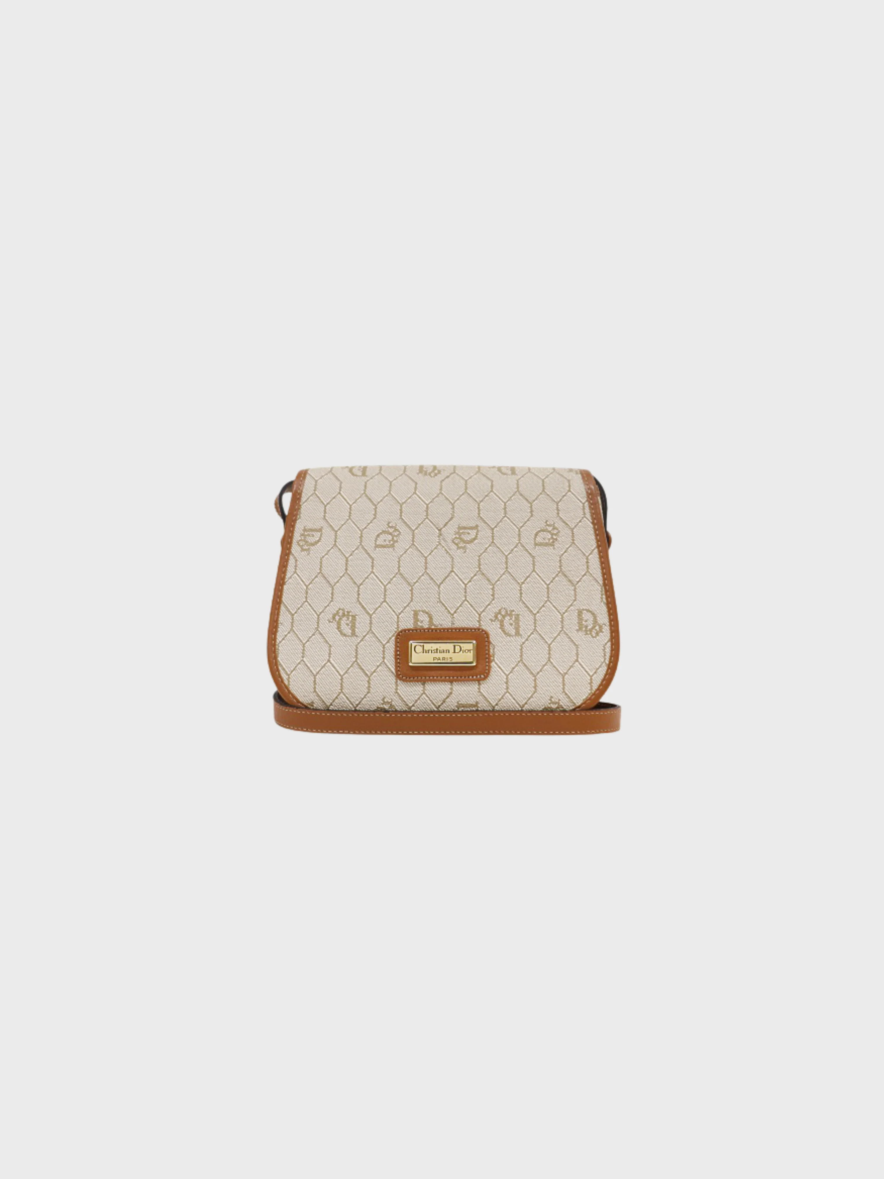 Christian Dior 1980s Beige Honeycomb PVC Mini Shoulder Bag