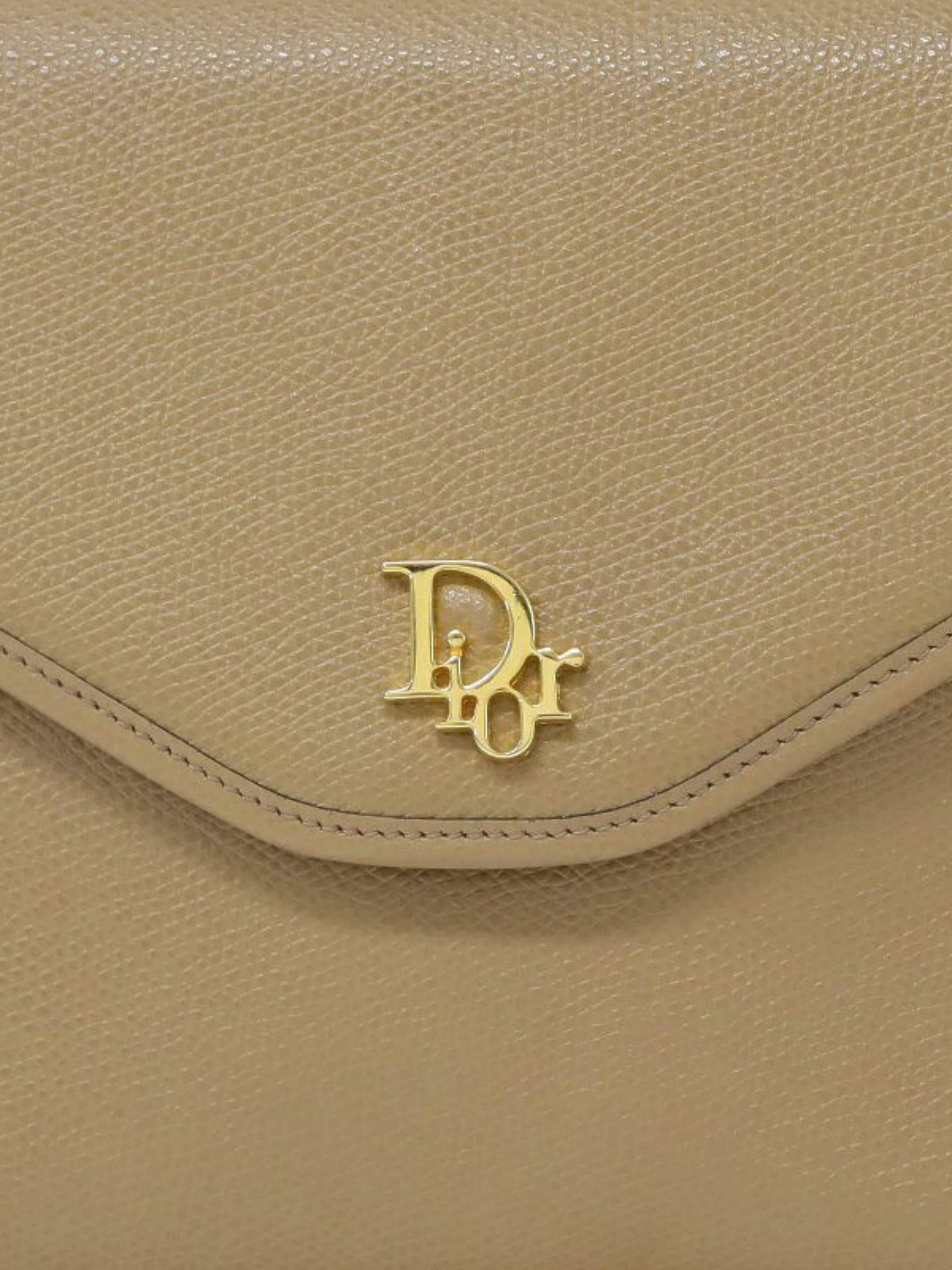 Christian Dior 2000s Beige Logo Hardware Leather Chain Shoulder Bag - Image 5