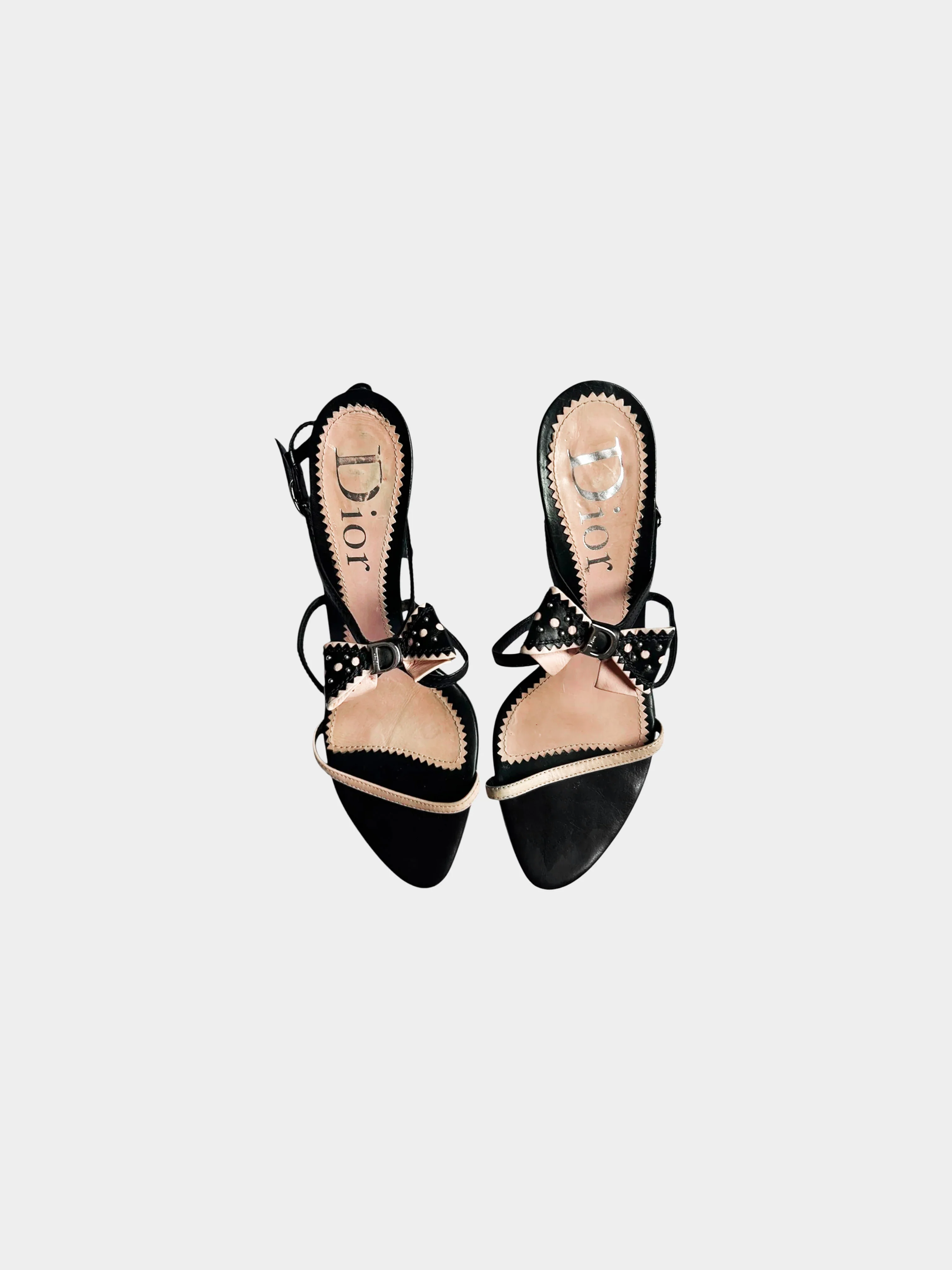 Christian Dior 2000s Black and Pink Leather Bow Heels - Image 2