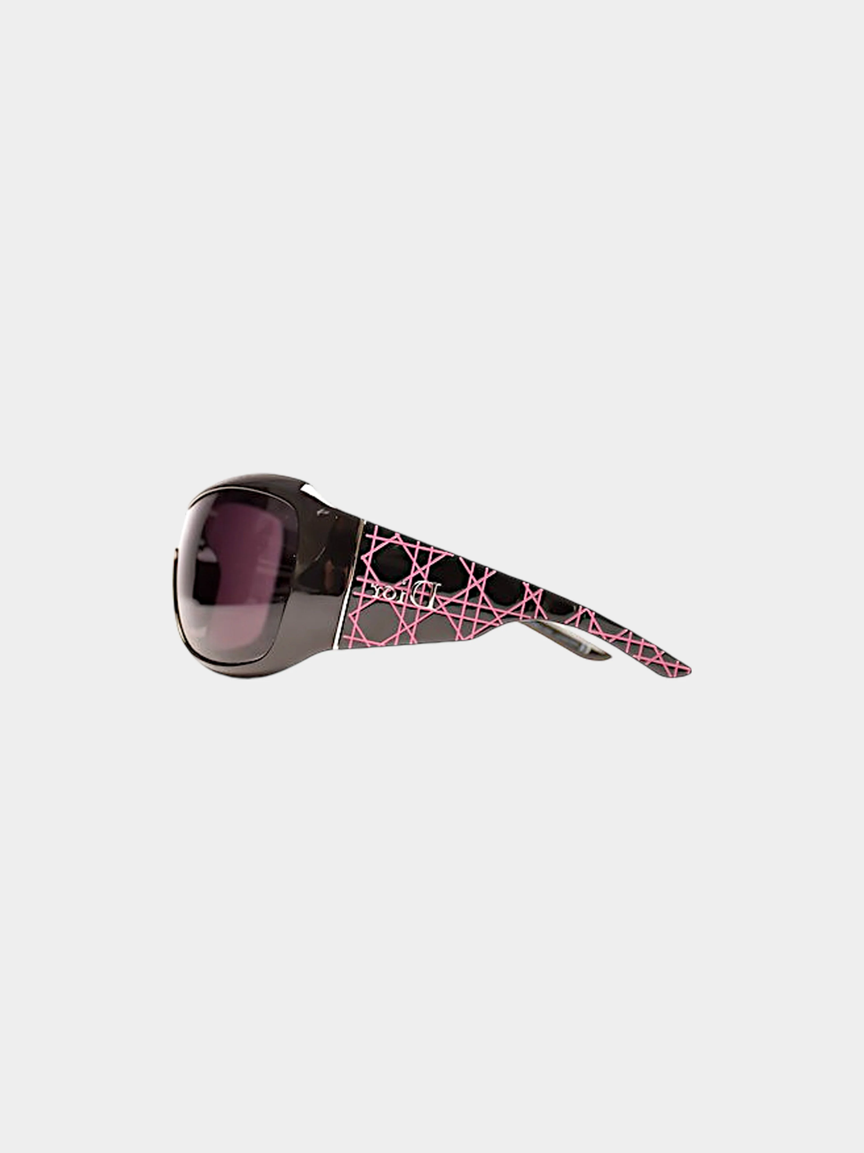 Christian Dior 2000s Black Cannage Logo Rectangle Sunglasses - Image 3