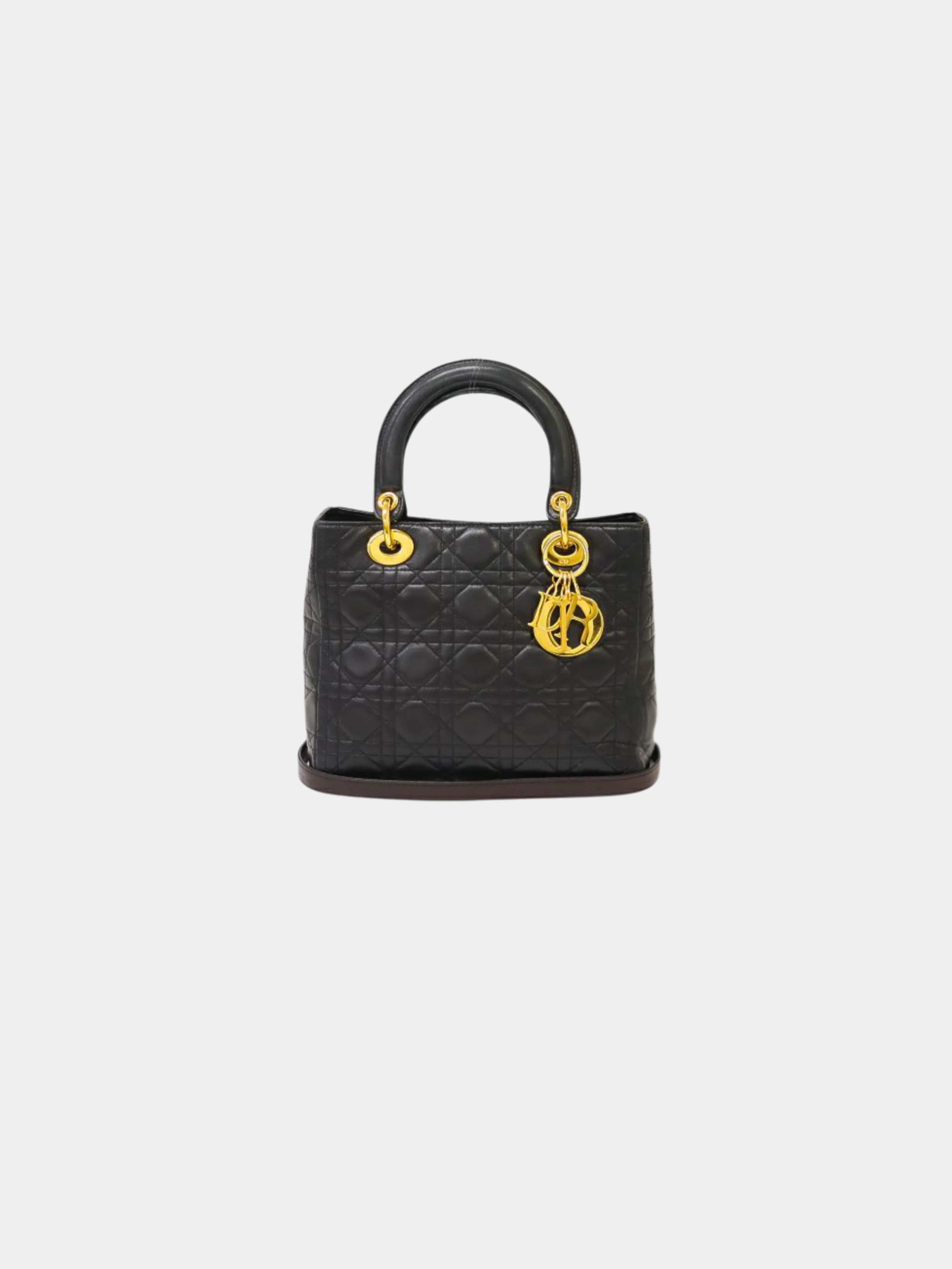 Christian Dior 2000s Black Lady Dior Leather 2-Way Bag
