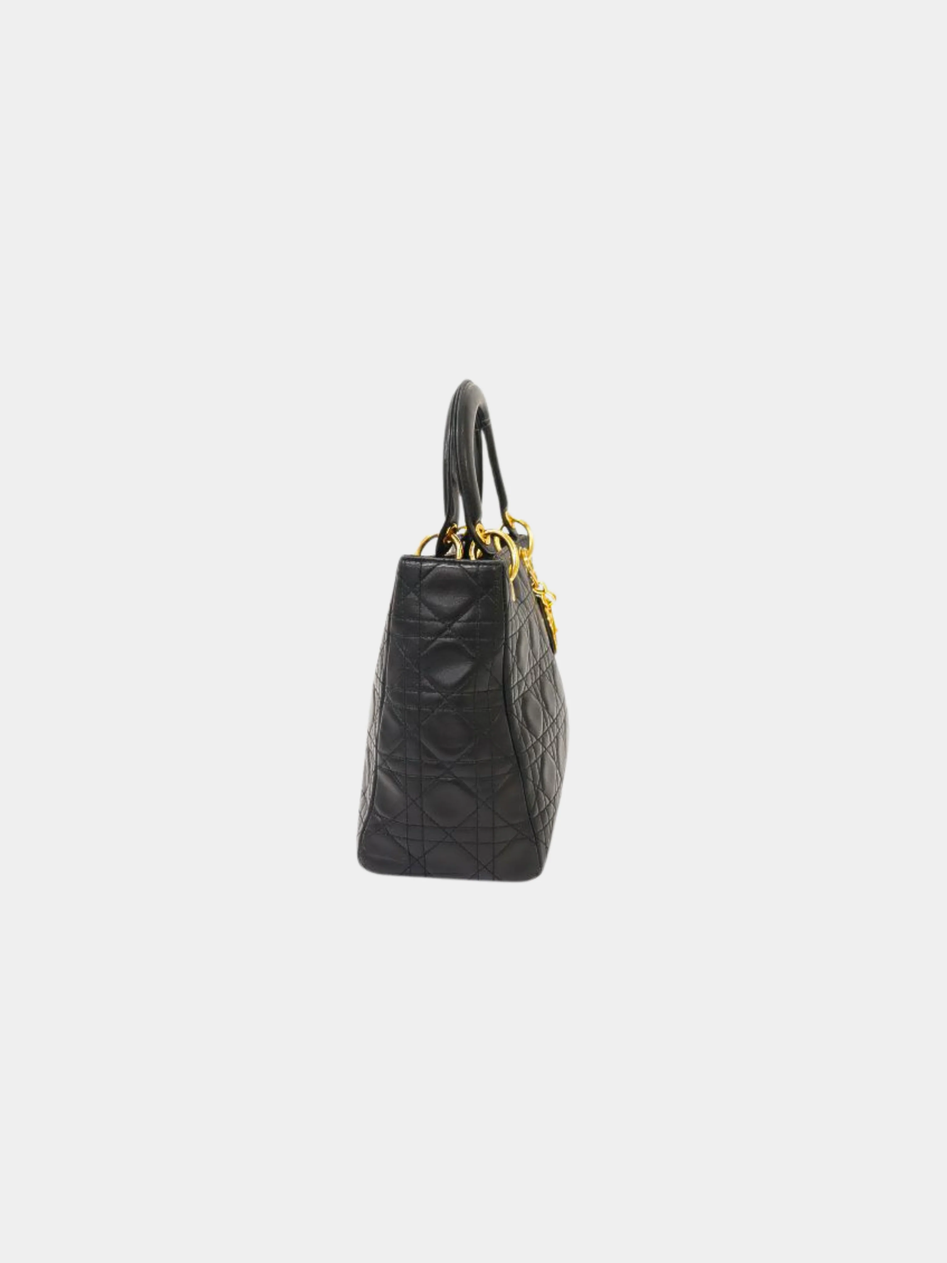 Christian Dior 2000s Black Lady Dior Leather 2-Way Bag - Image 3