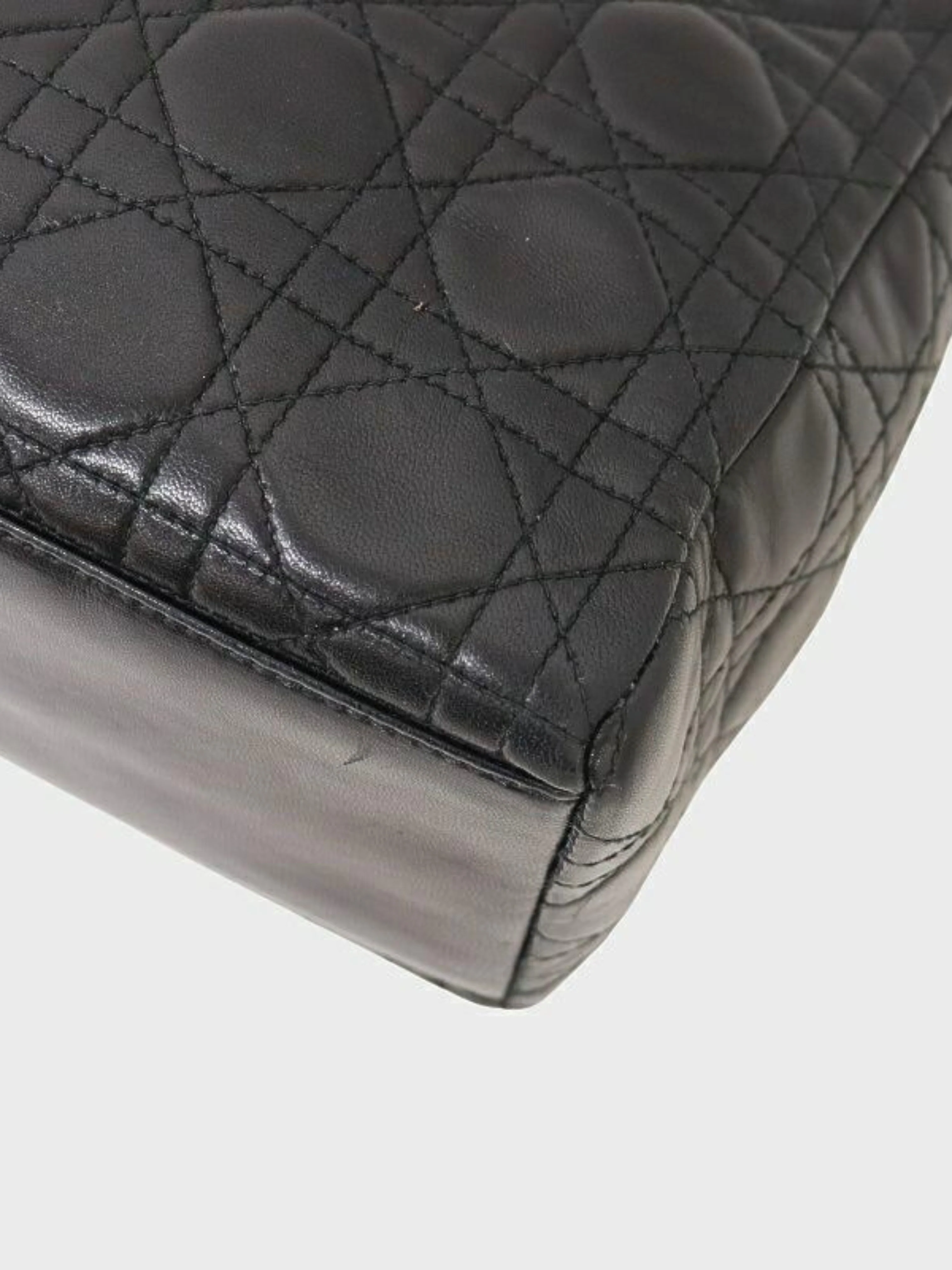 Christian Dior 2000s Black Lady Dior Leather 2-Way Bag - Image 5