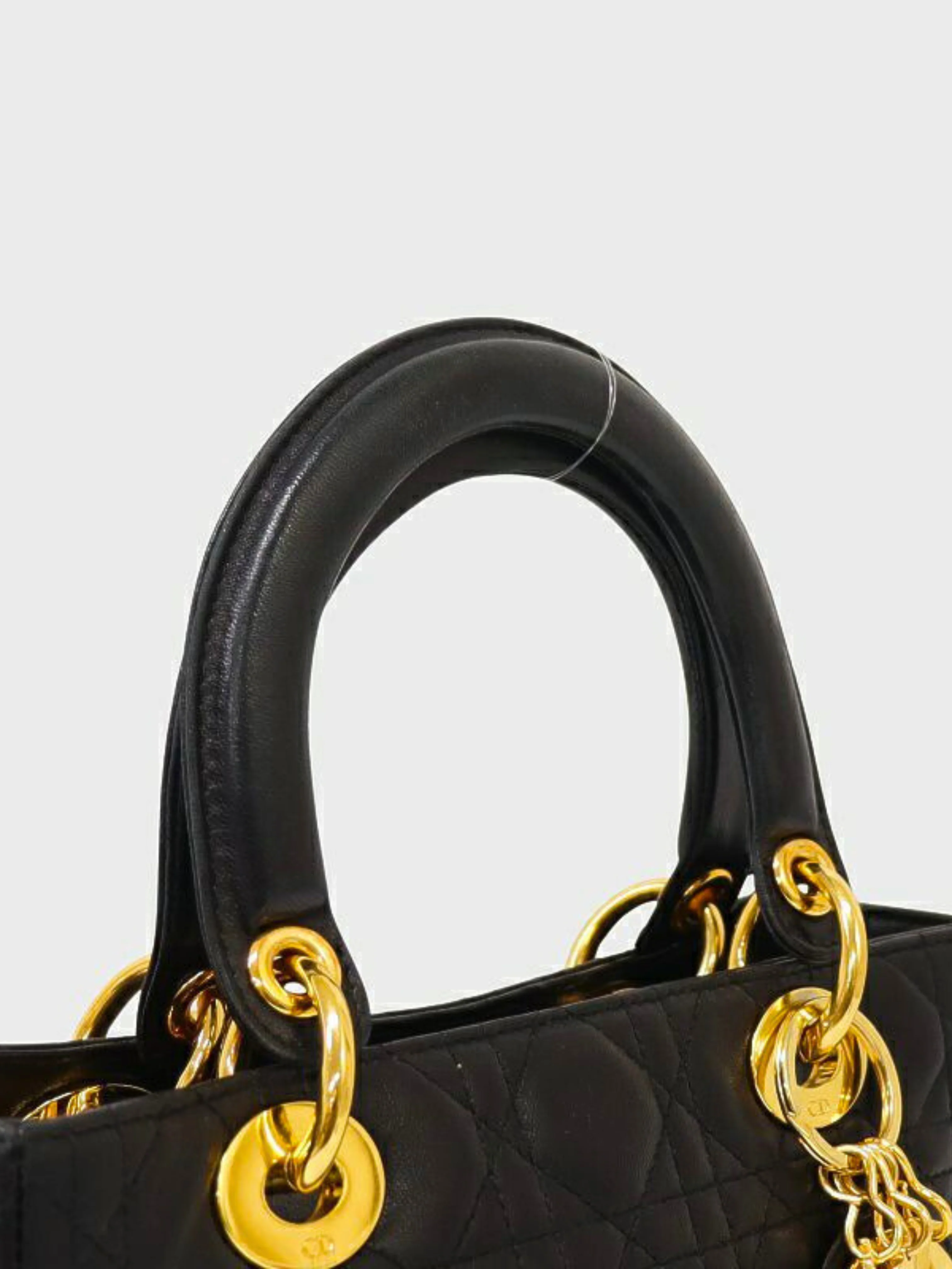 Christian Dior 2000s Black Lady Dior Leather 2-Way Bag - Image 7
