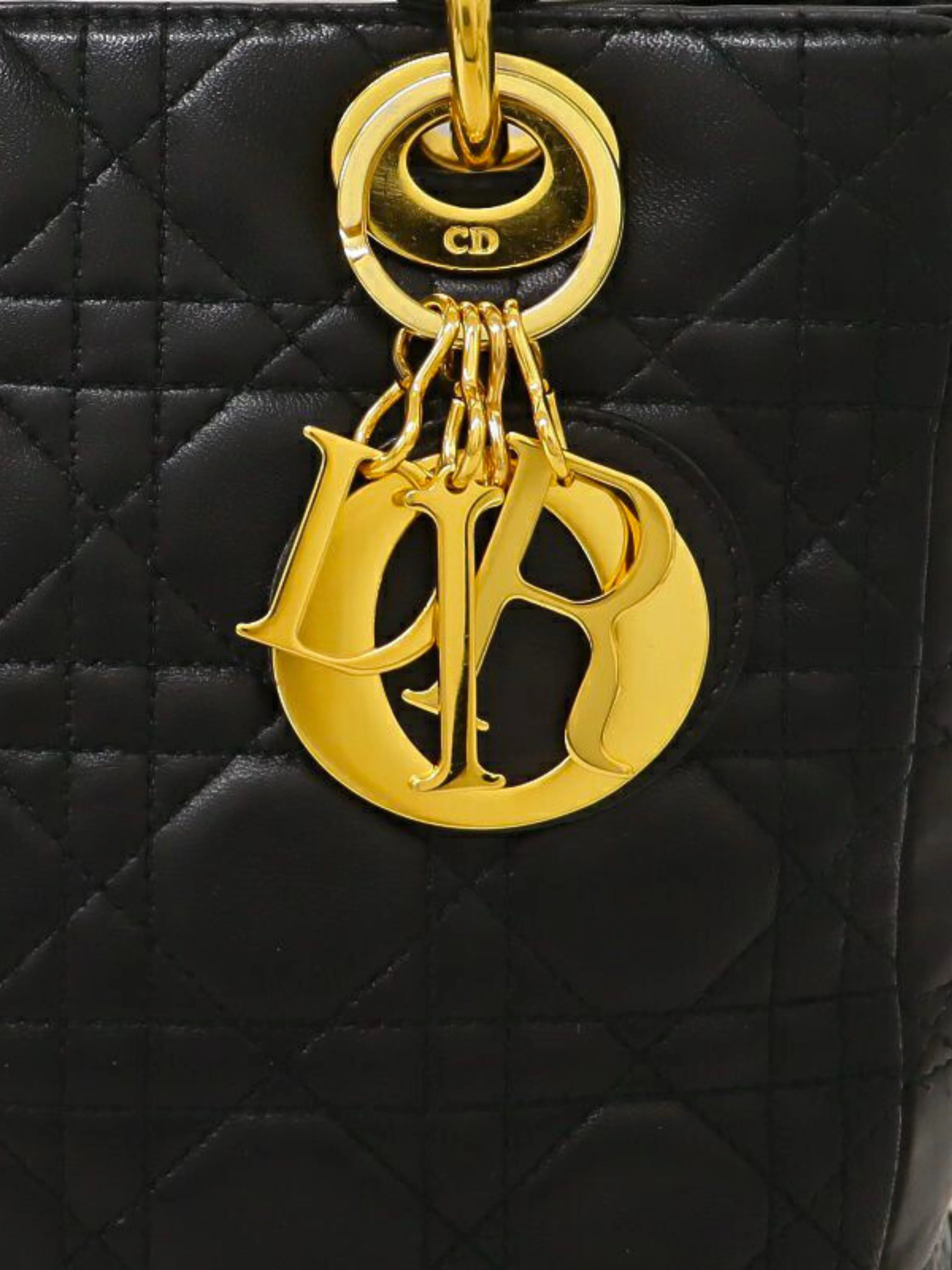 Christian Dior 2000s Black Lady Dior Leather 2-Way Bag - Image 9