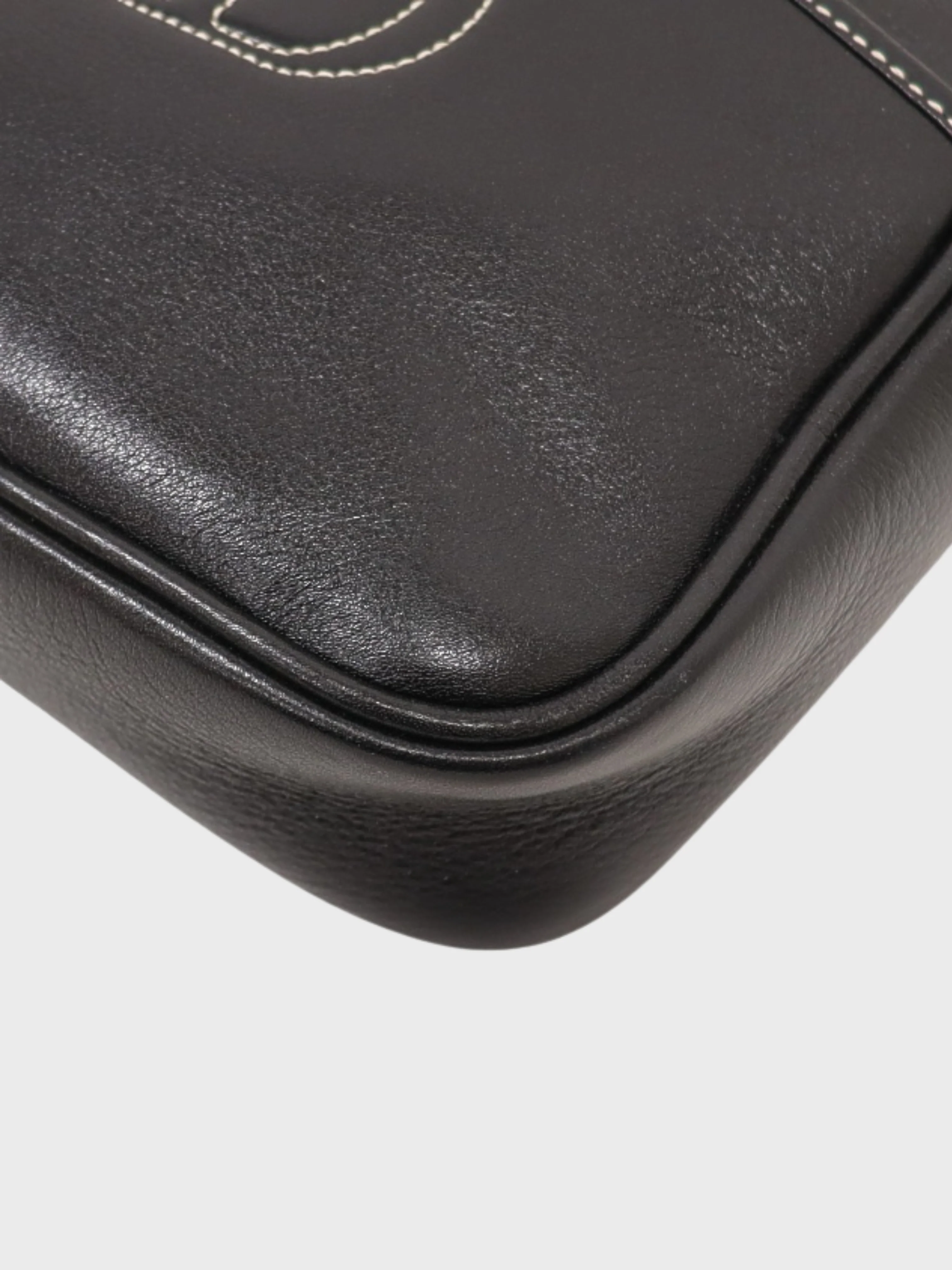Christian Dior 2000s Black Leather CD Stitch Shoulder Bag - Image 6