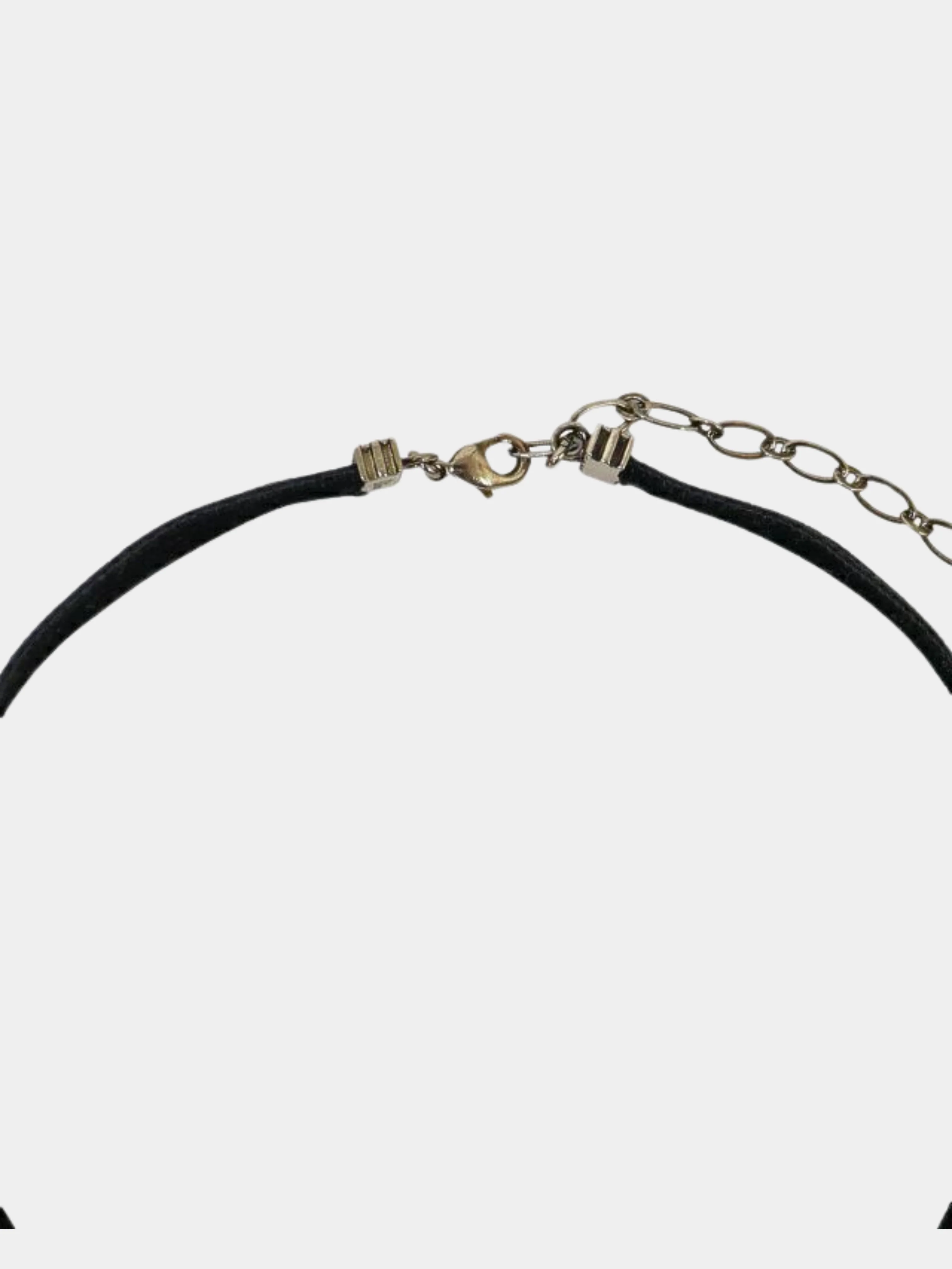 Christian Dior 2000s Black and Silver Velour Logo Rhinestone Choker - Image 3