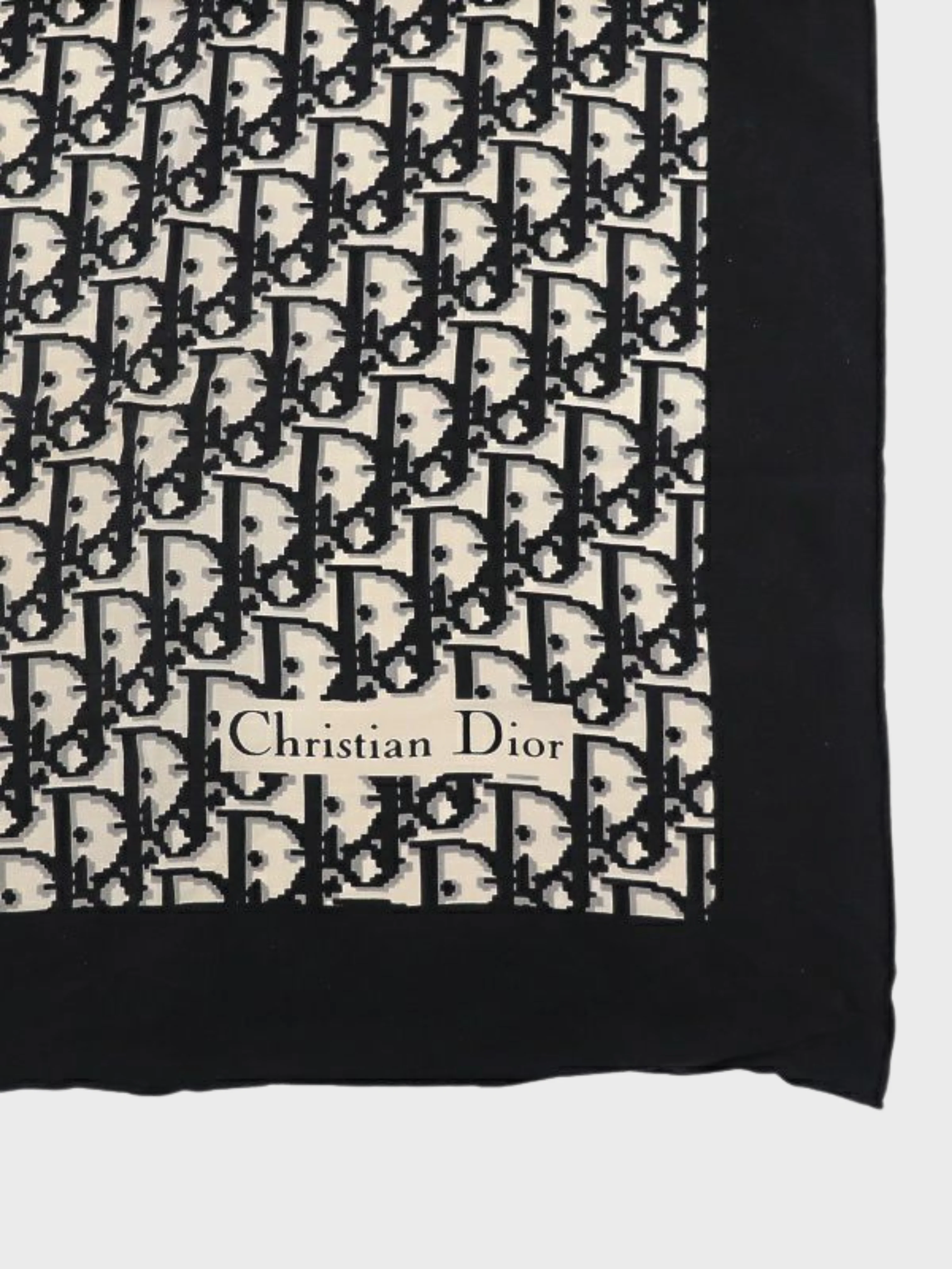 Christian Dior 2000s Black White Trotter Pattern Silk Scarf - Image 2