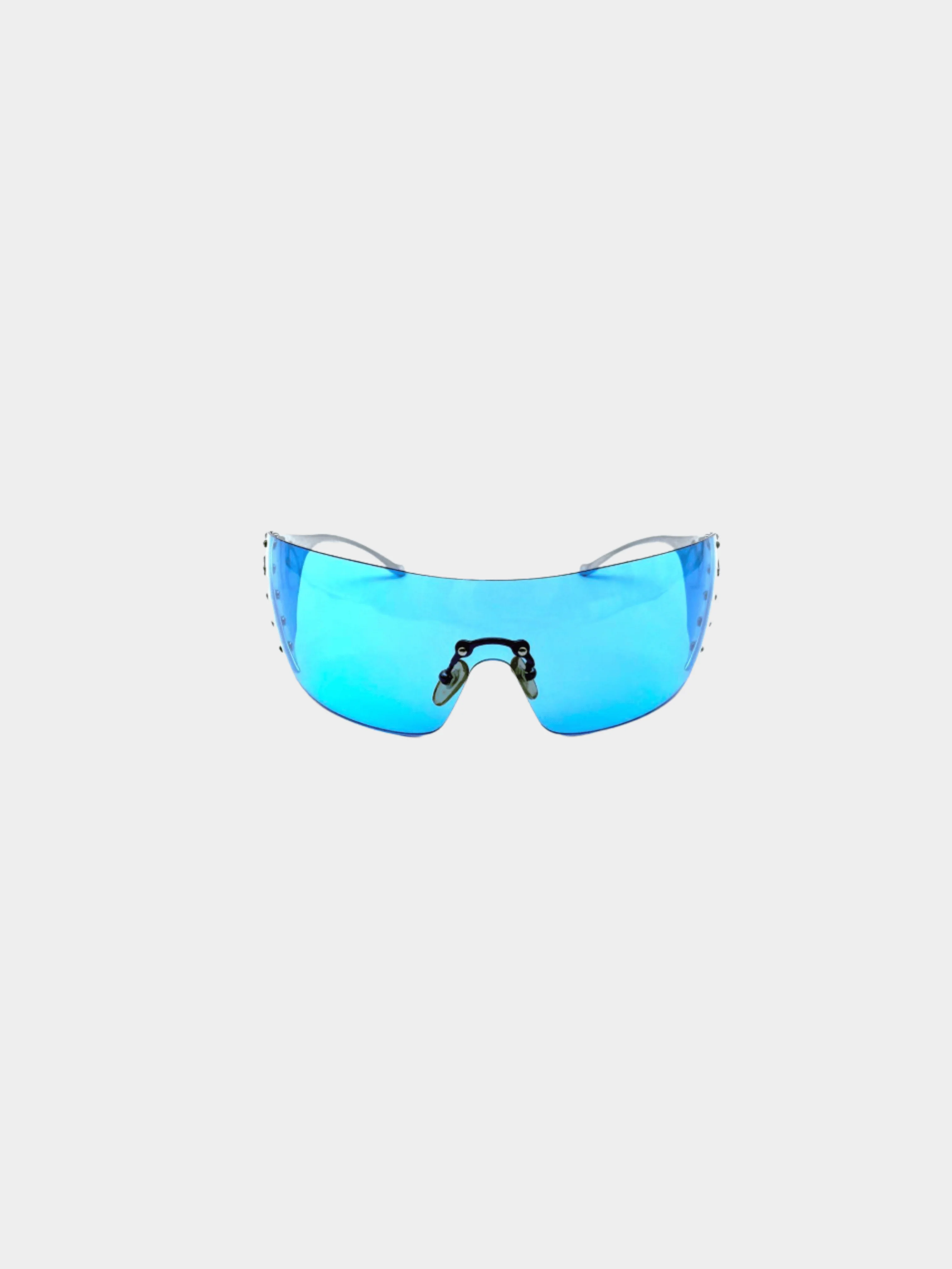 Christian Dior 2000s Blue "Bike 4" Mask Sunglasses - Image 2