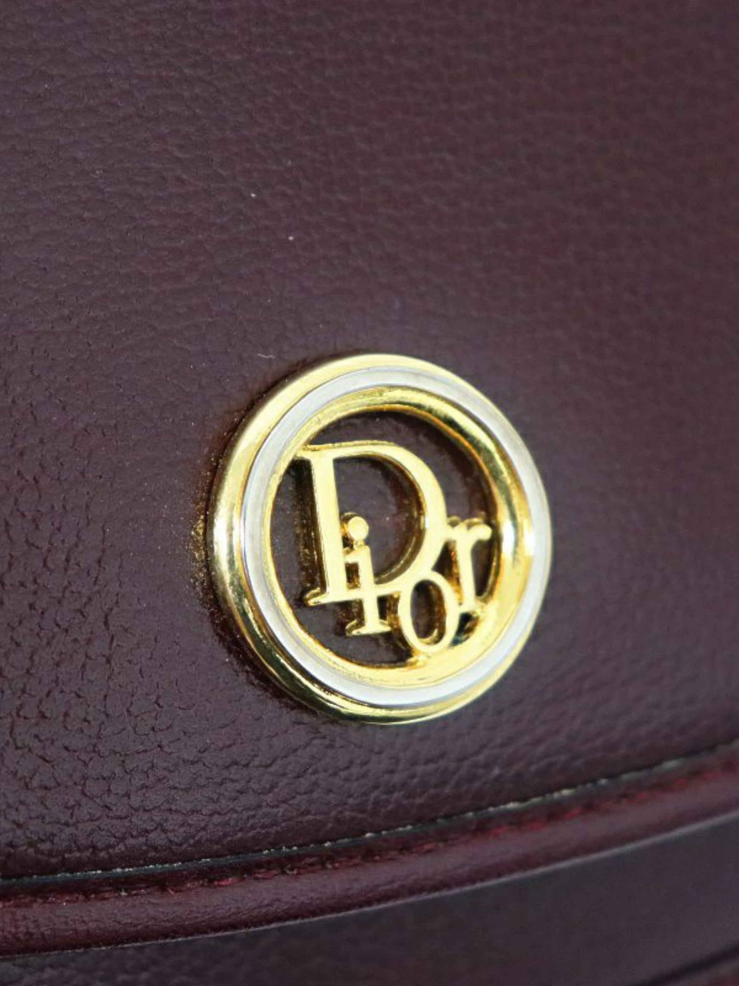 Christian Dior 2000s Bordeaux Leather Logo Accent Hardware Shoulder Bag - Image 6