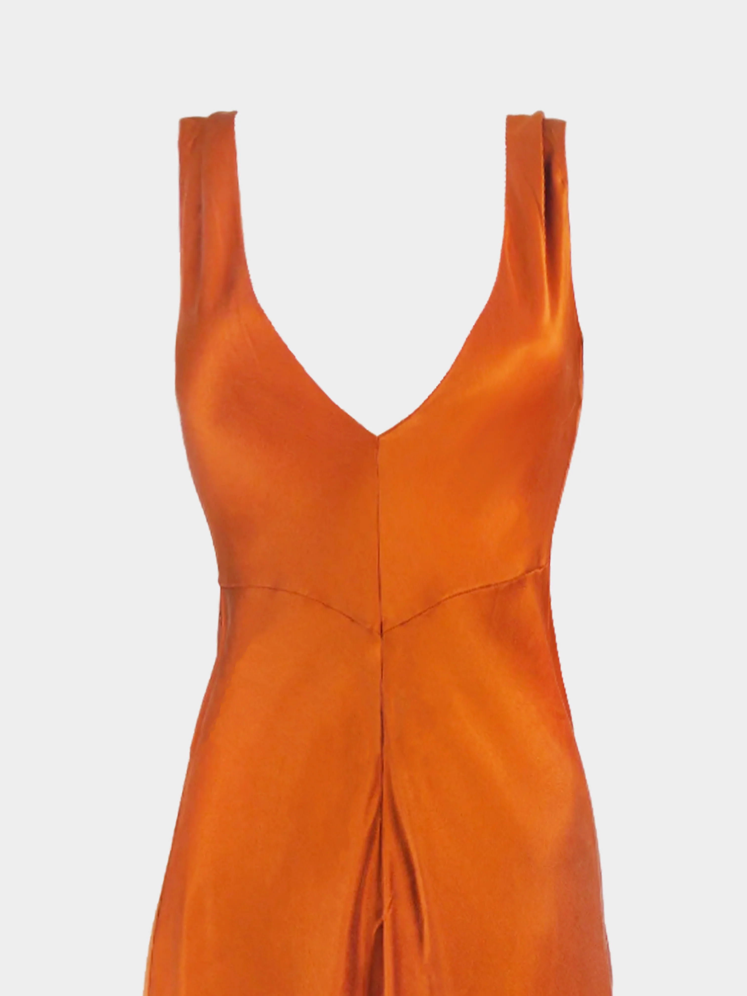Christian Dior 2000s Bronze Silk Midi Dress - Image 3