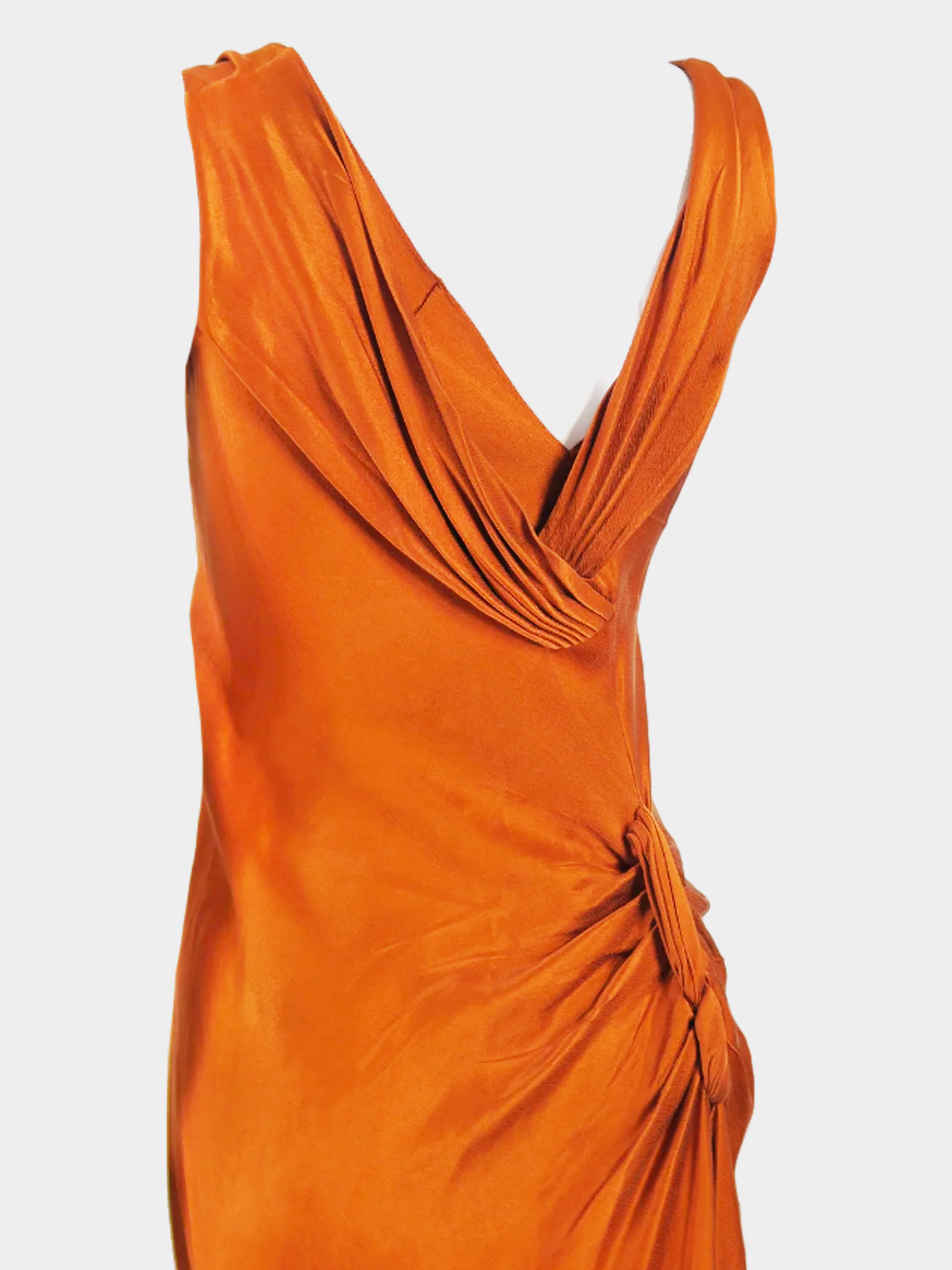 Christian Dior 2000s Bronze Silk Midi Dress - Image 4