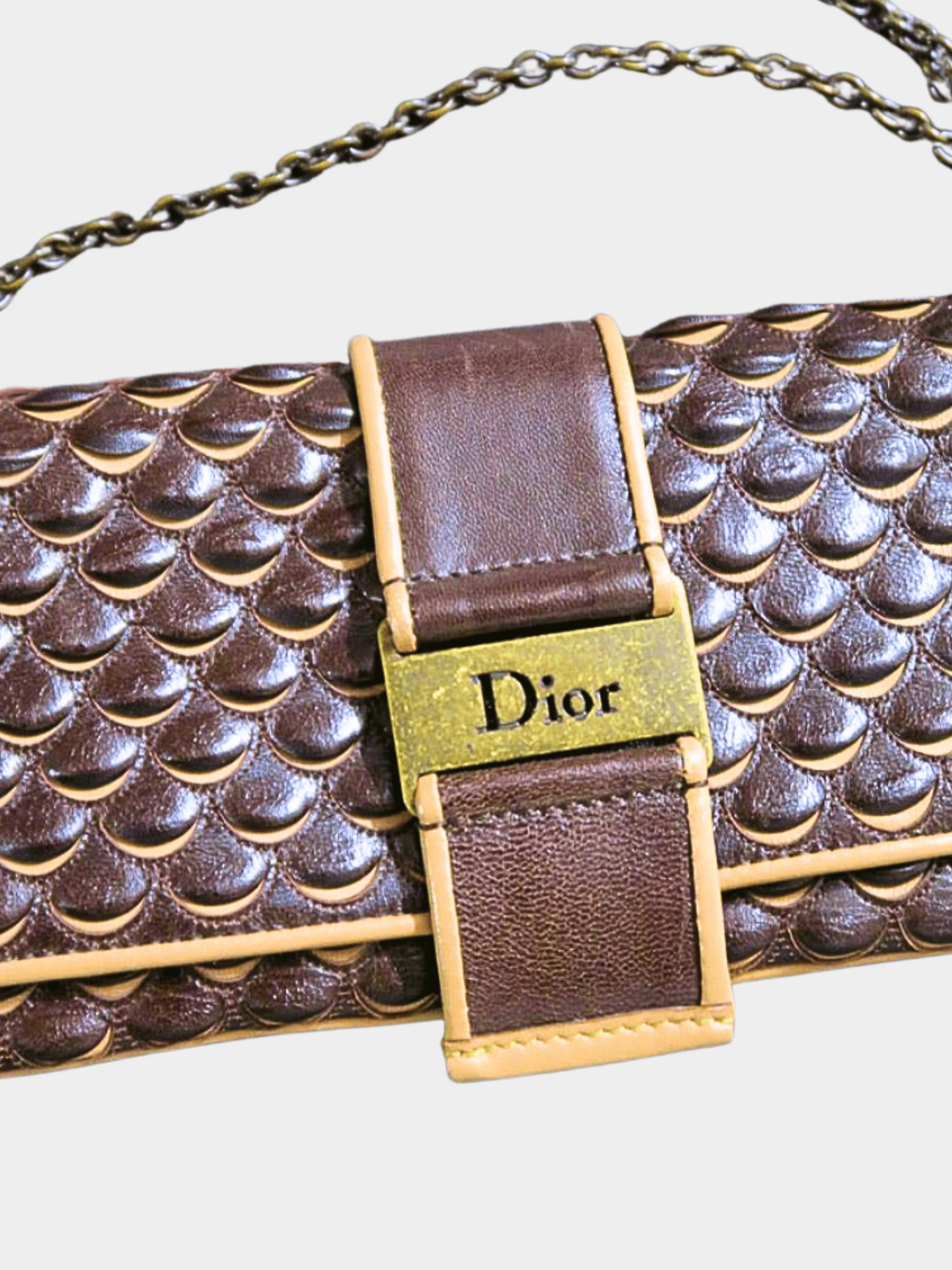 Christian Dior 2000s Brown Leather Clutch Bag - Image 2