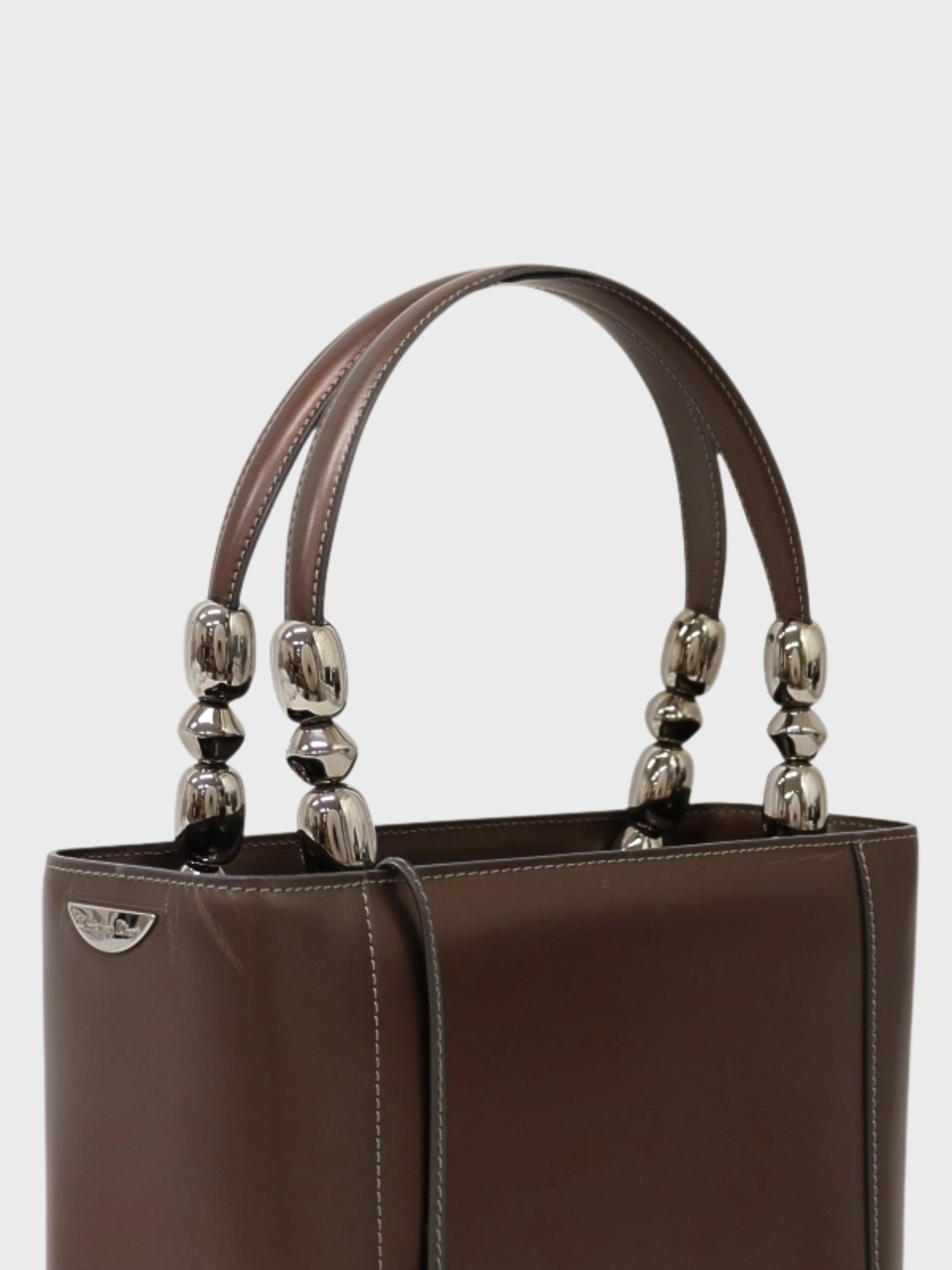 Christian Dior 2000s Brown Leather Malice Pearl 2Way Bag - Image 6