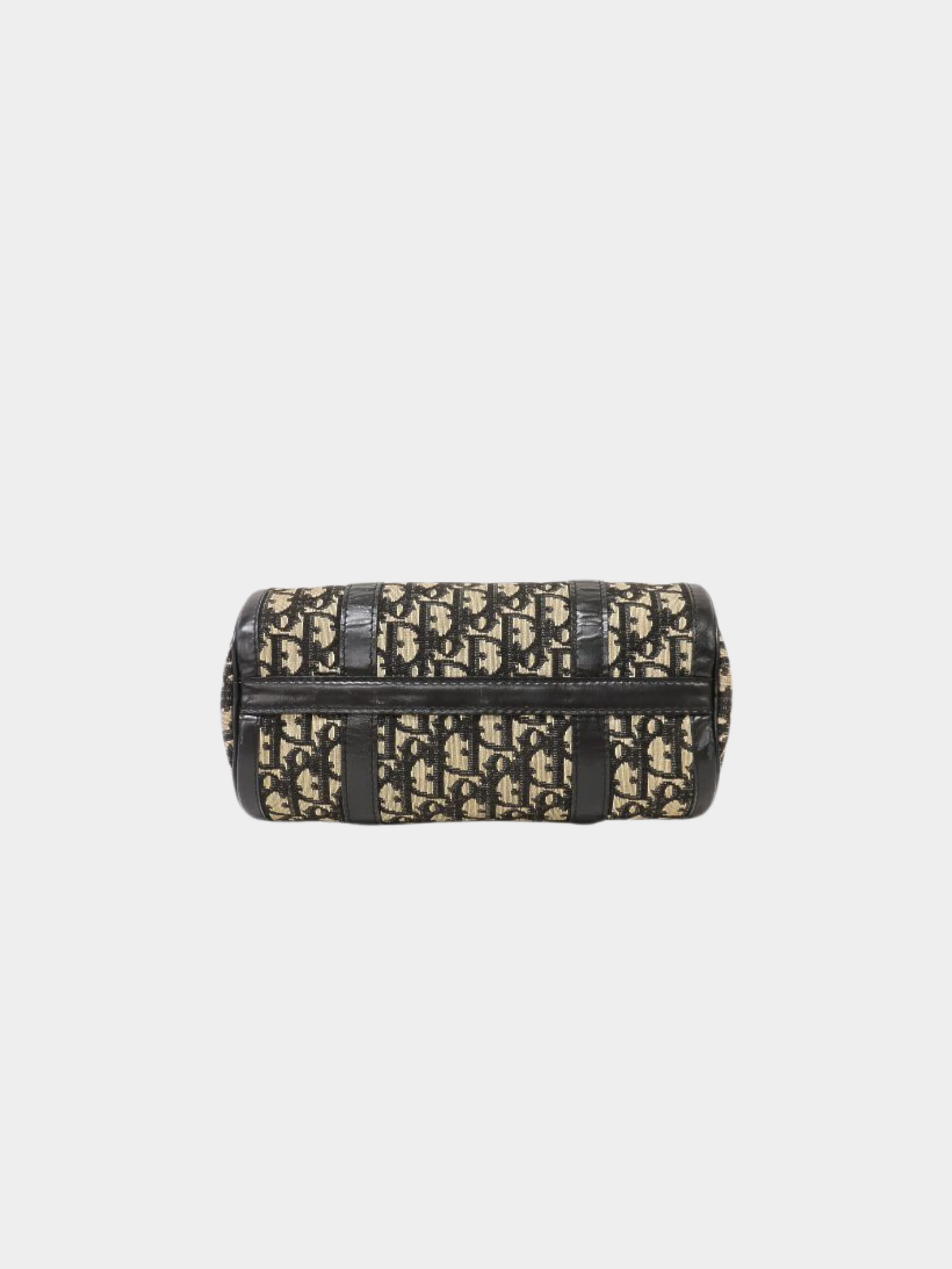Christian Dior 2000s Brown with Navy Trim Trotter Monogram Barrel Bag - Image 4