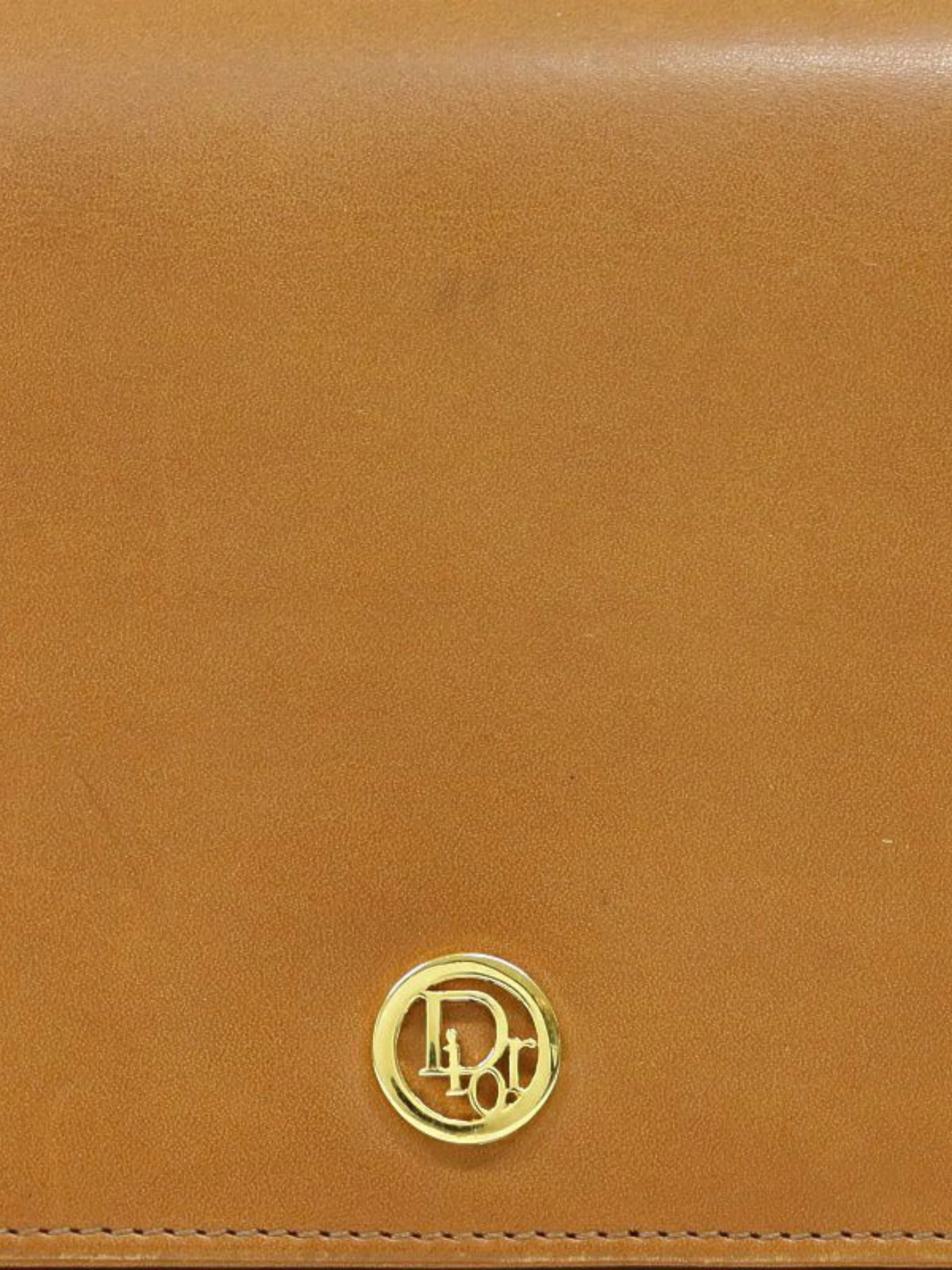 Christian Dior 2000s Camel Leather Logo Hardware Chain Shoulder Bag - Image 6