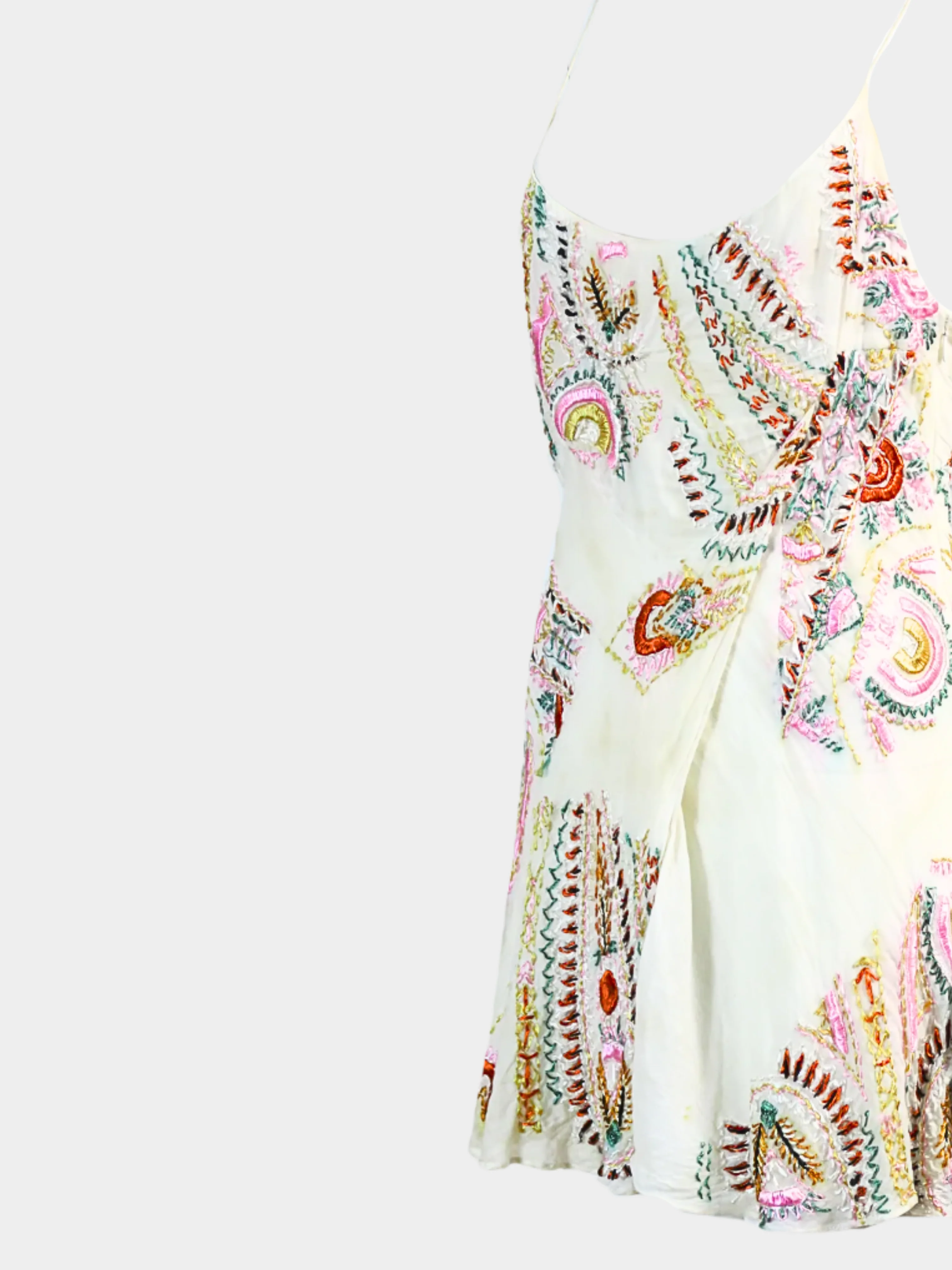 Christian Dior 2000s Cream Embroidered Mini Dress - Image 2