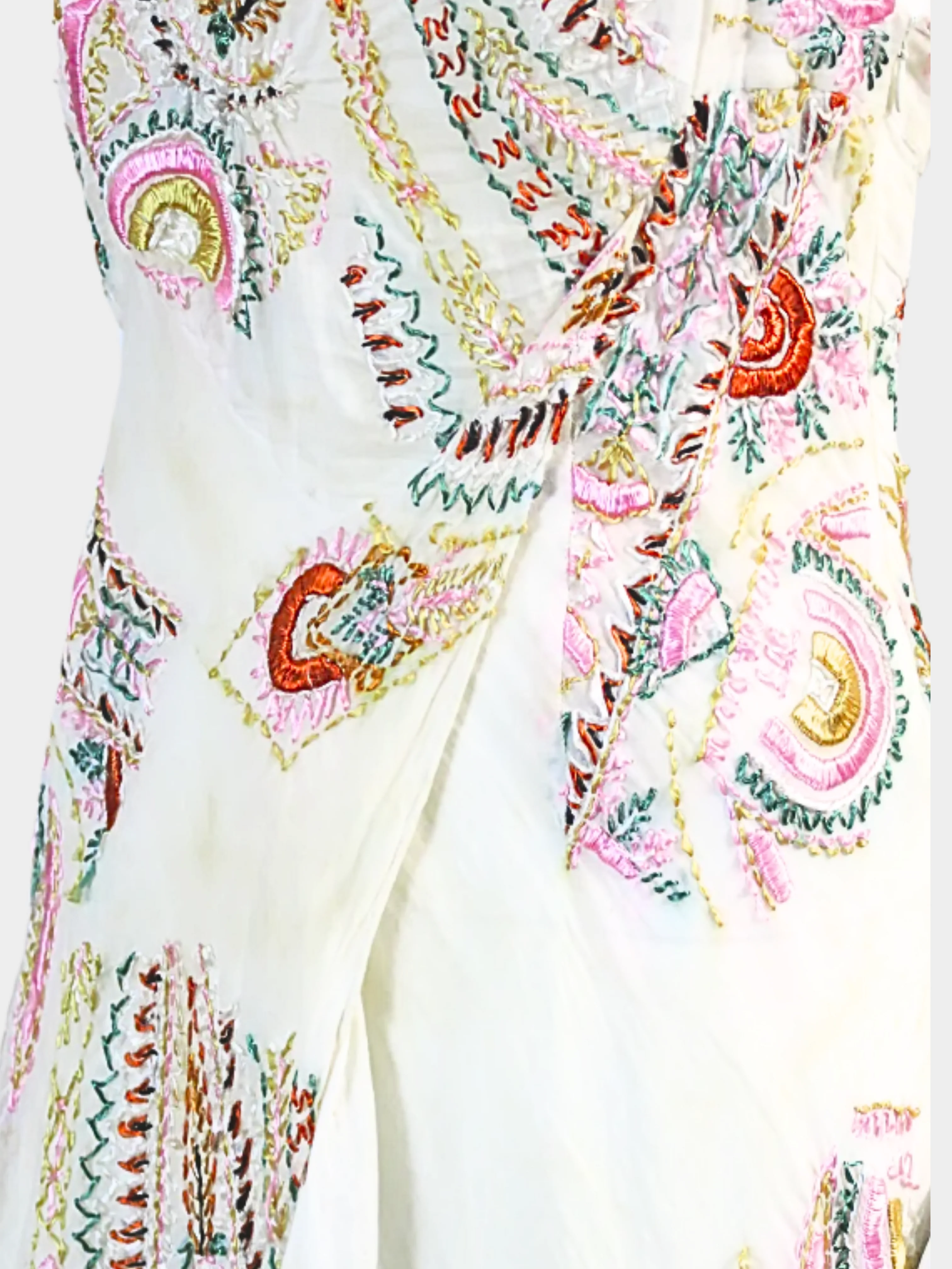 Christian Dior 2000s Cream Embroidered Mini Dress - Image 3