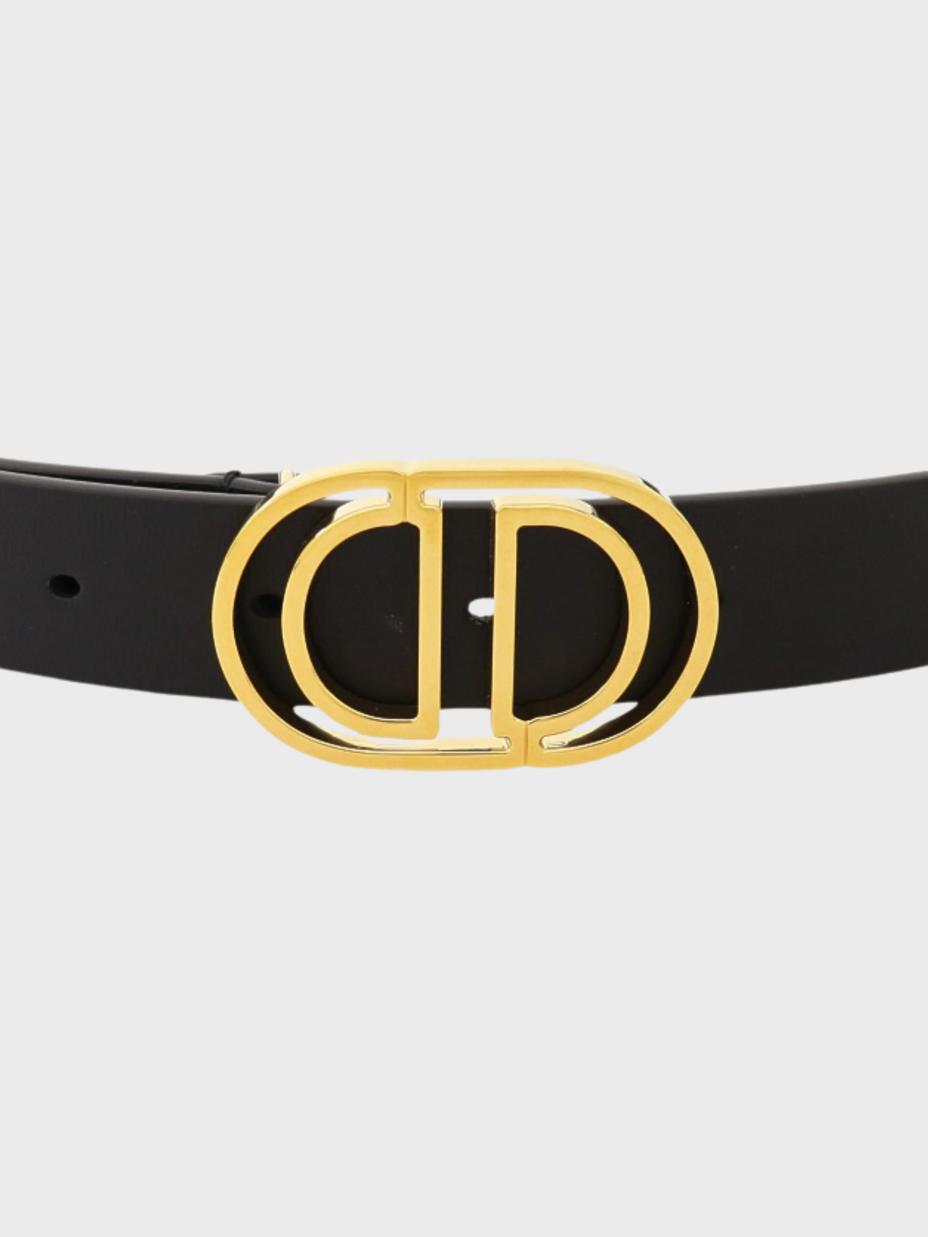 Christian Dior 2020s Gold Black Plated Metal Leather Logo Belt - Image 4