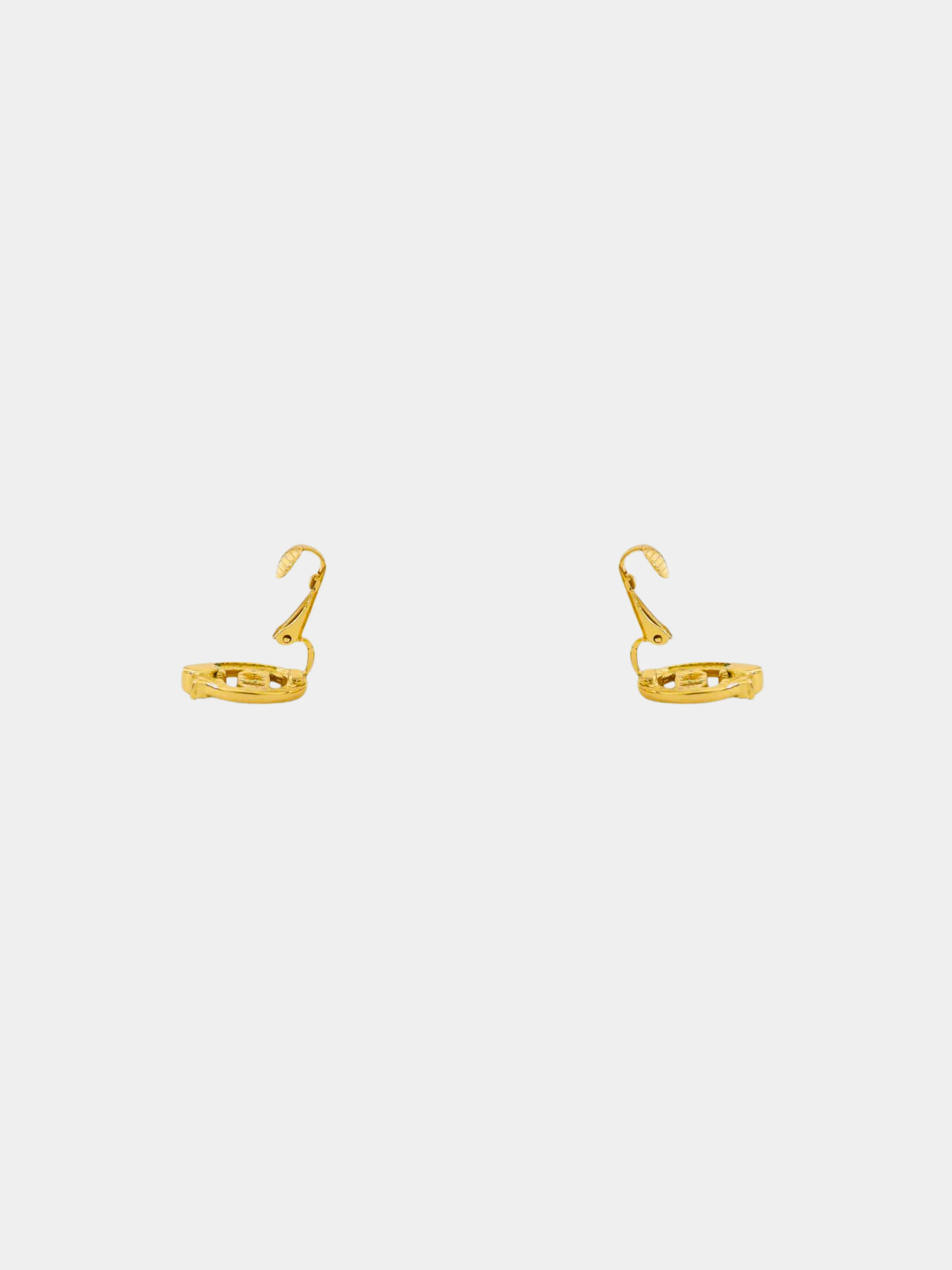Christian Dior 2000s Gold CD Rhinestone Clip-on Earrings - Image 3