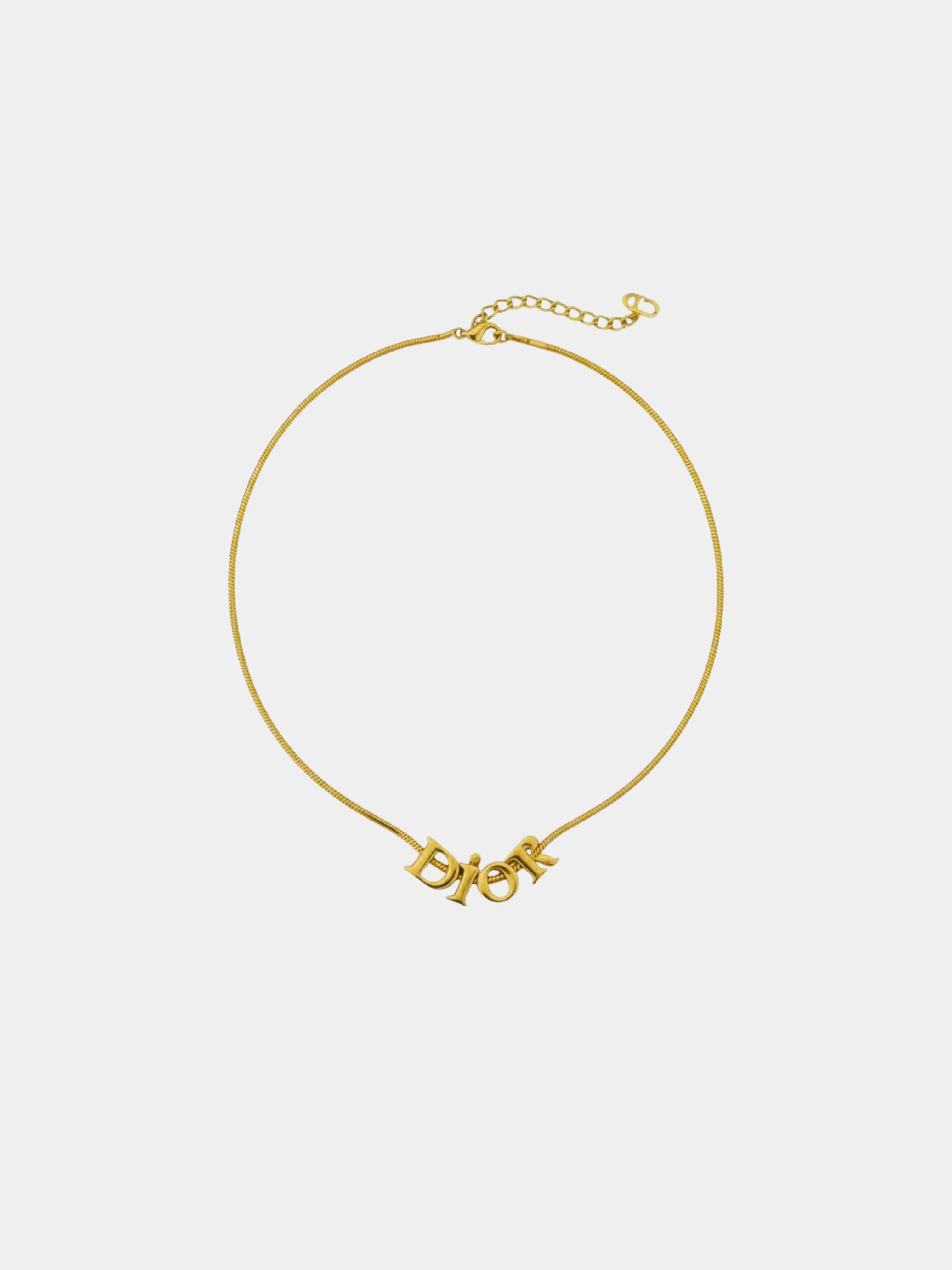 Christian Dior 2000s Gold Plated Logo Necklace