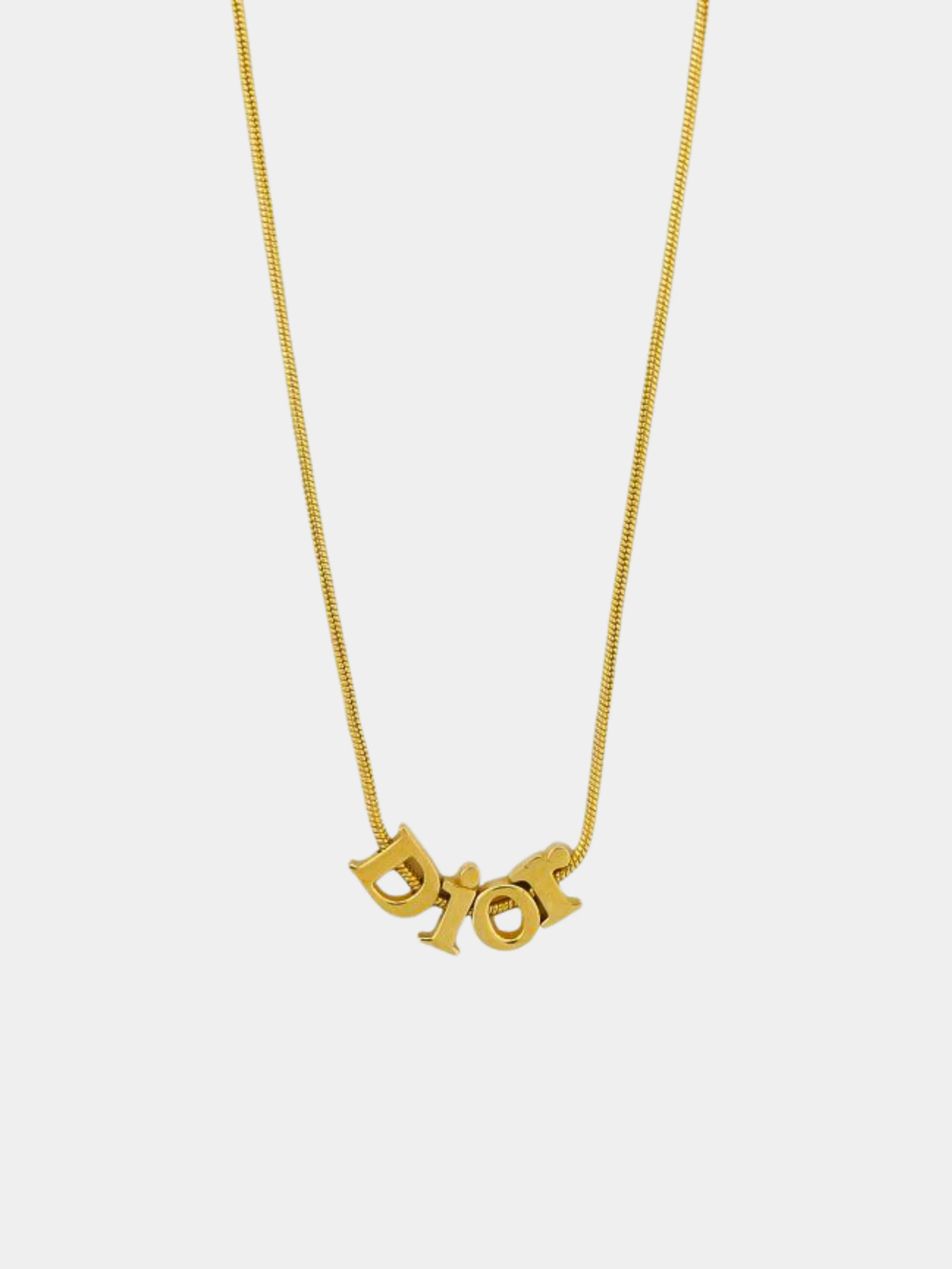 Christian Dior 2000s Gold Plated Logo Necklace - Image 2