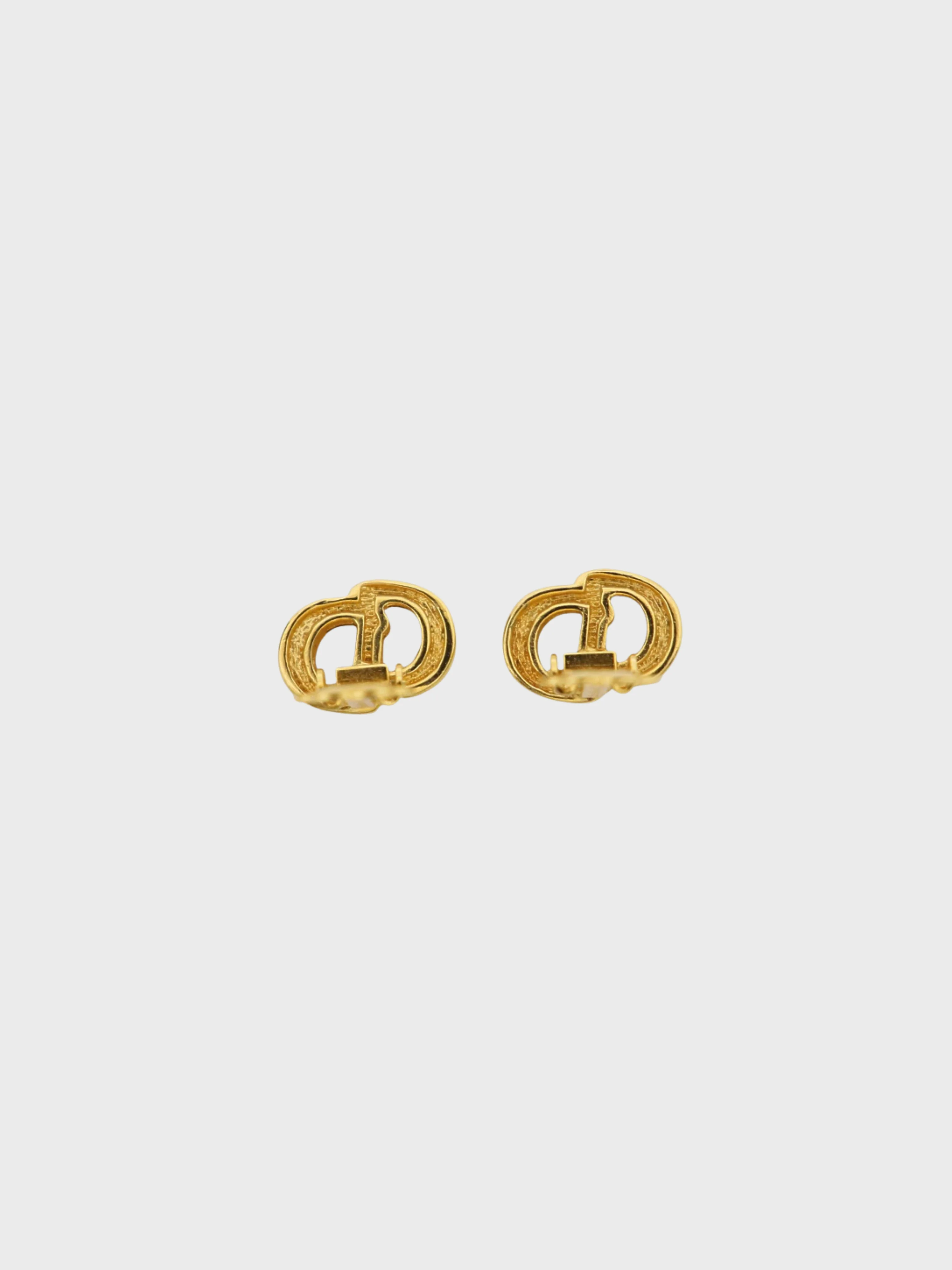 Christian Dior 2020s Gold Plated Metal Rhinestone CD Earrings - Image 2