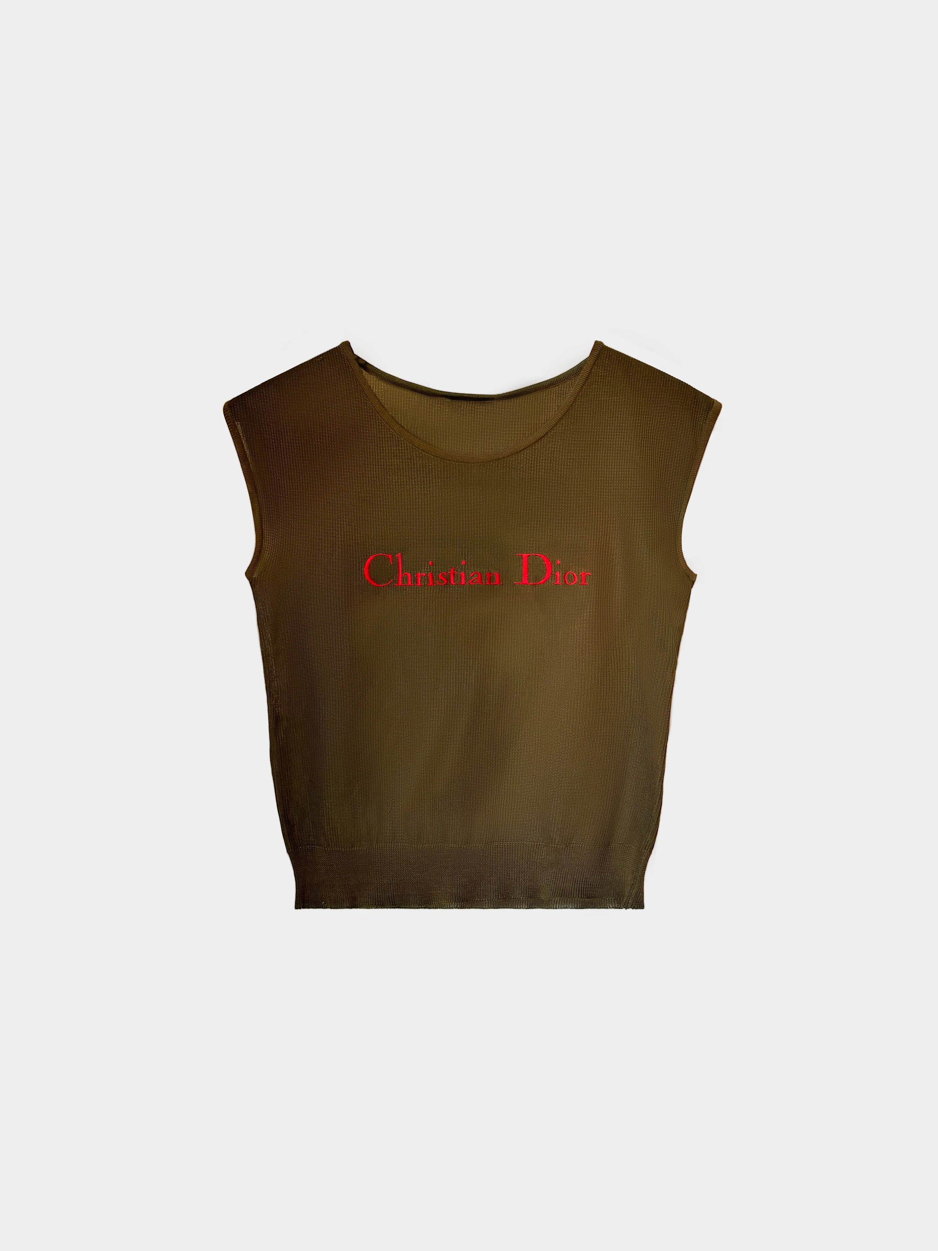 Christian Dior 2000s Green Logo Knit Top