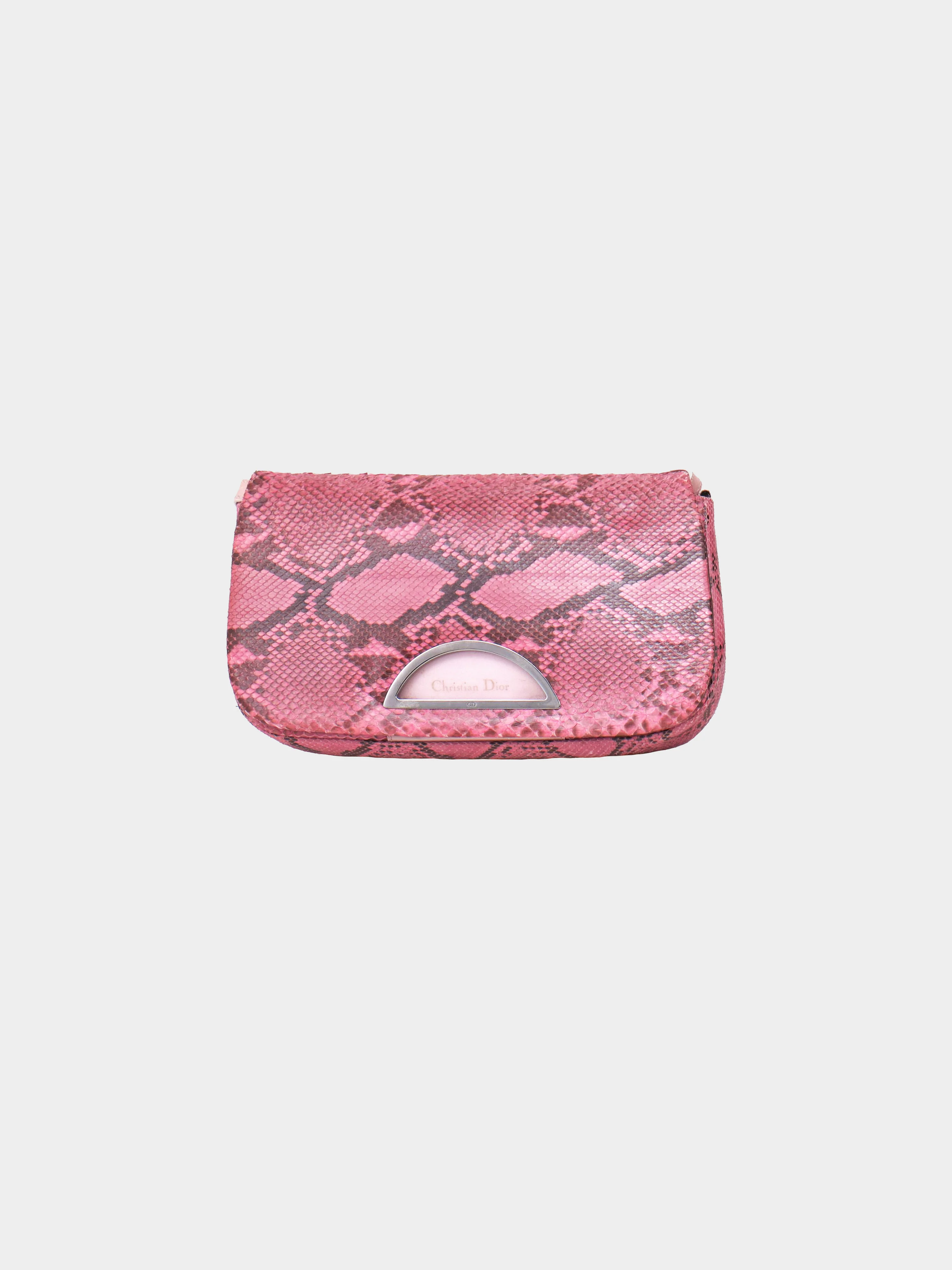 Christian Dior 2000s Pink Python Leather Maris Pearl Shoulder Bag - Image 2