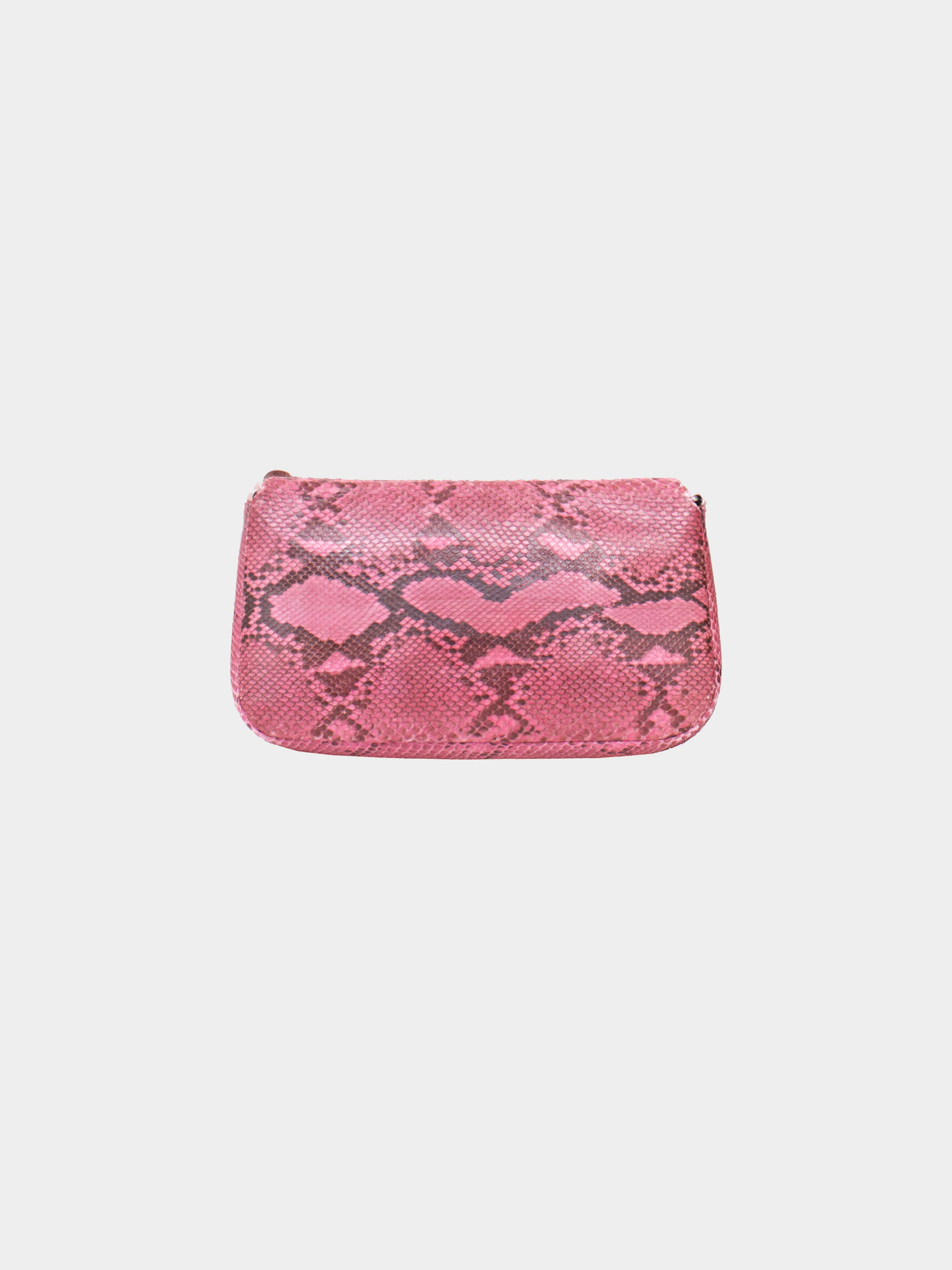 Christian Dior 2000s Pink Python Leather Maris Pearl Shoulder Bag - Image 3