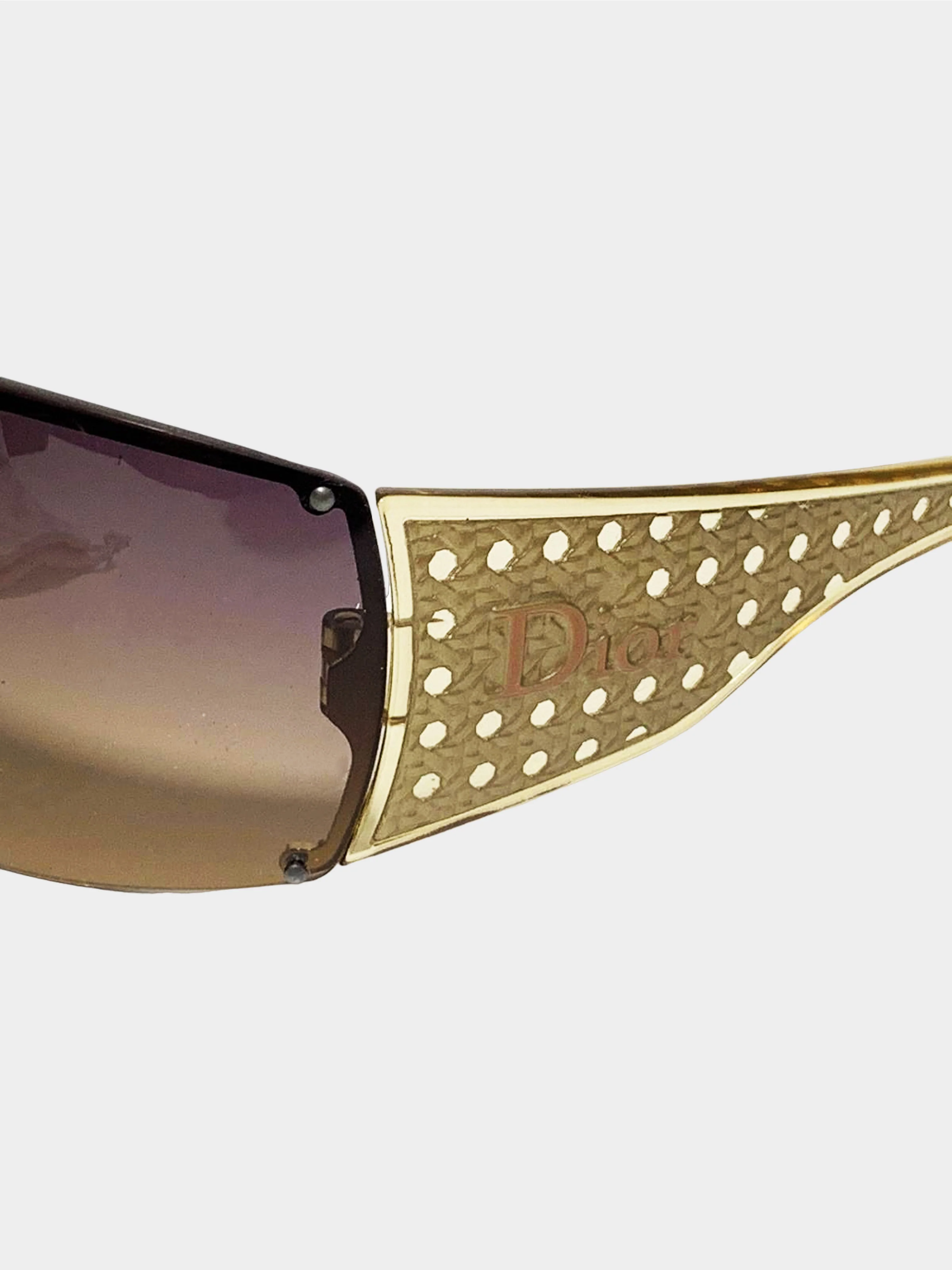 Christian Dior 2000s Khaki Quadrille Sunglasses - Image 3