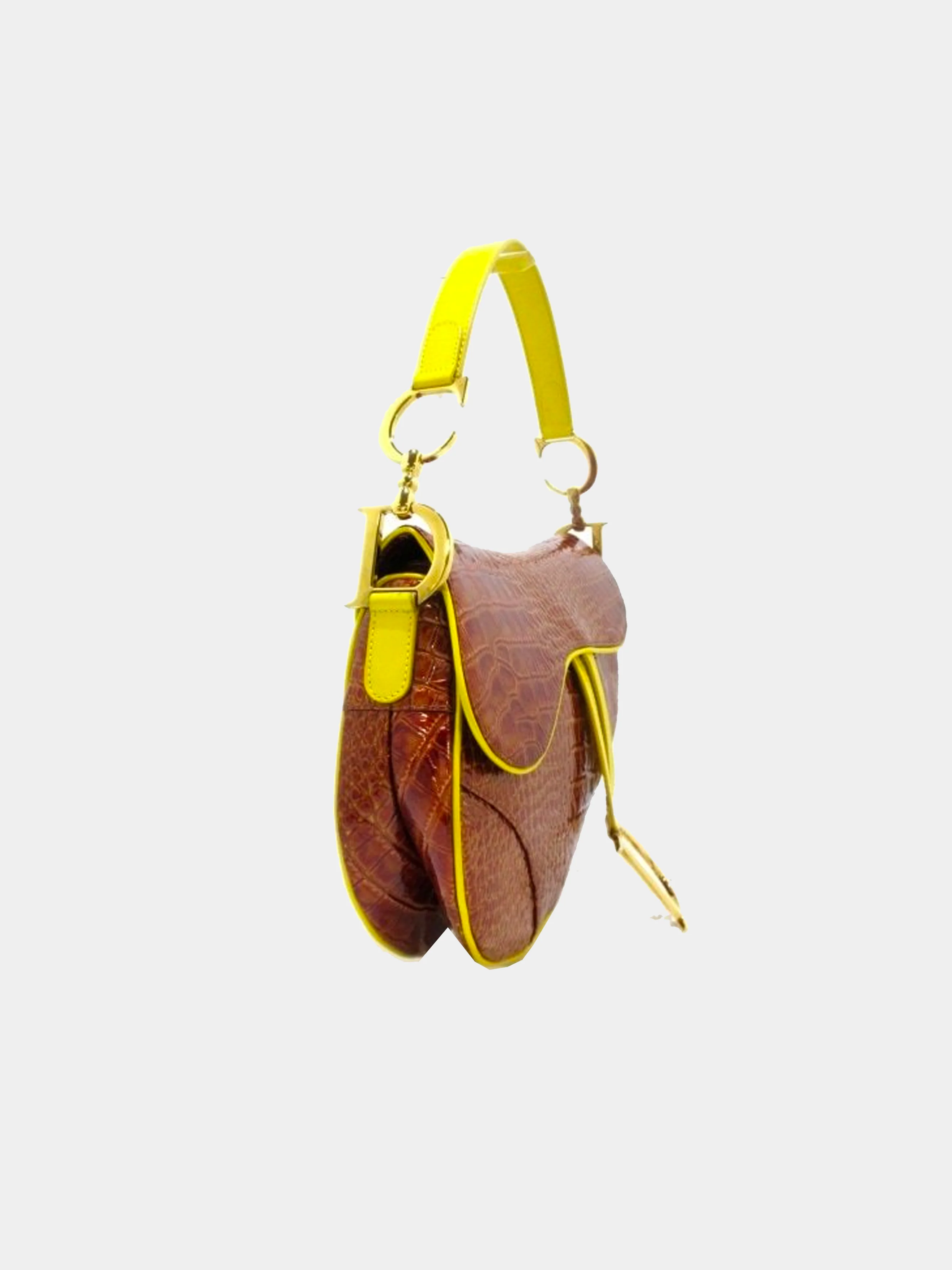 Christian Dior 2000s Limited Embossed Croc Saddle Bag - Image 2