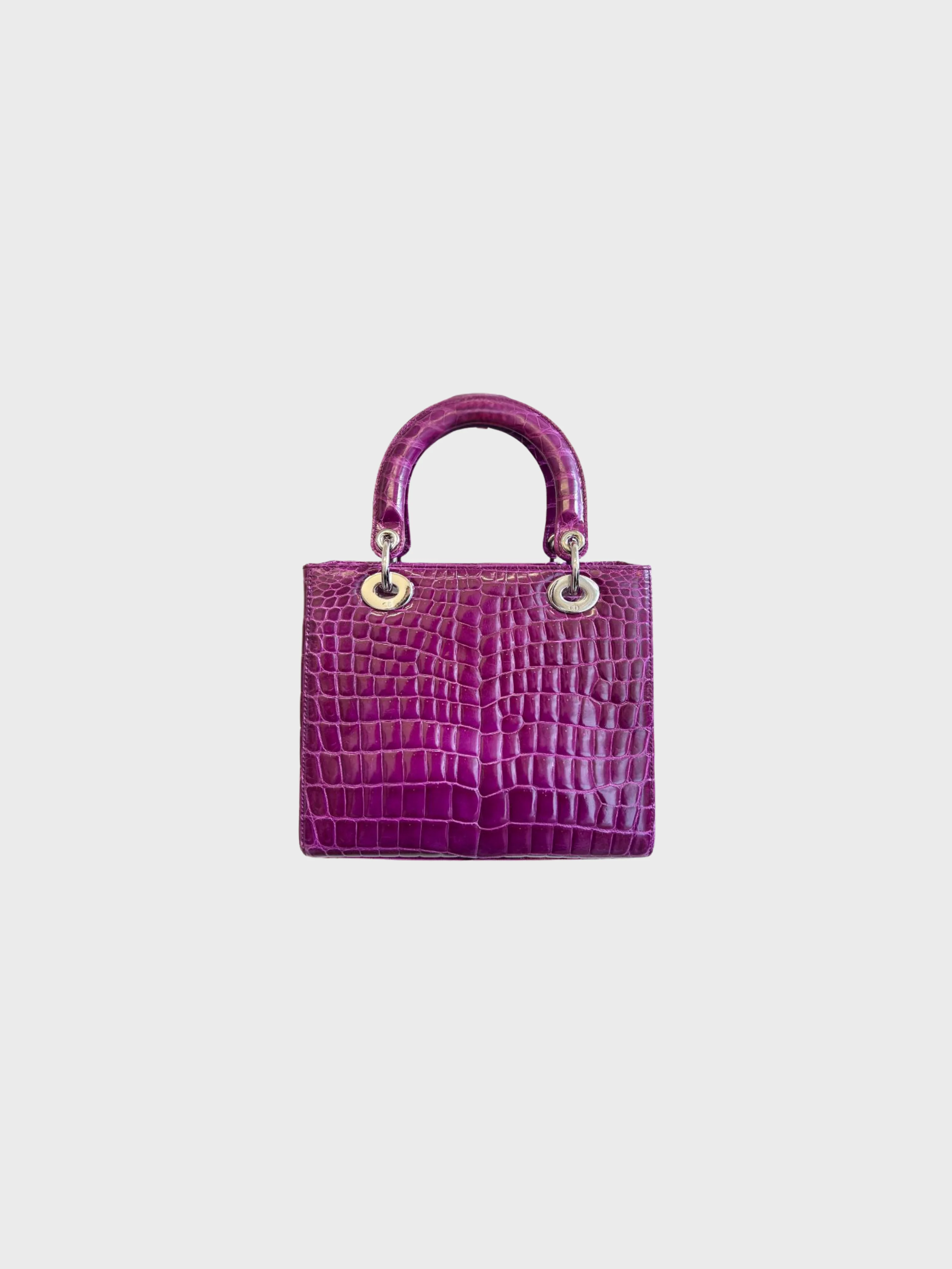 Christian Dior 2000s Magenta Crocodile Medium Lady Dior Bag - Image 2