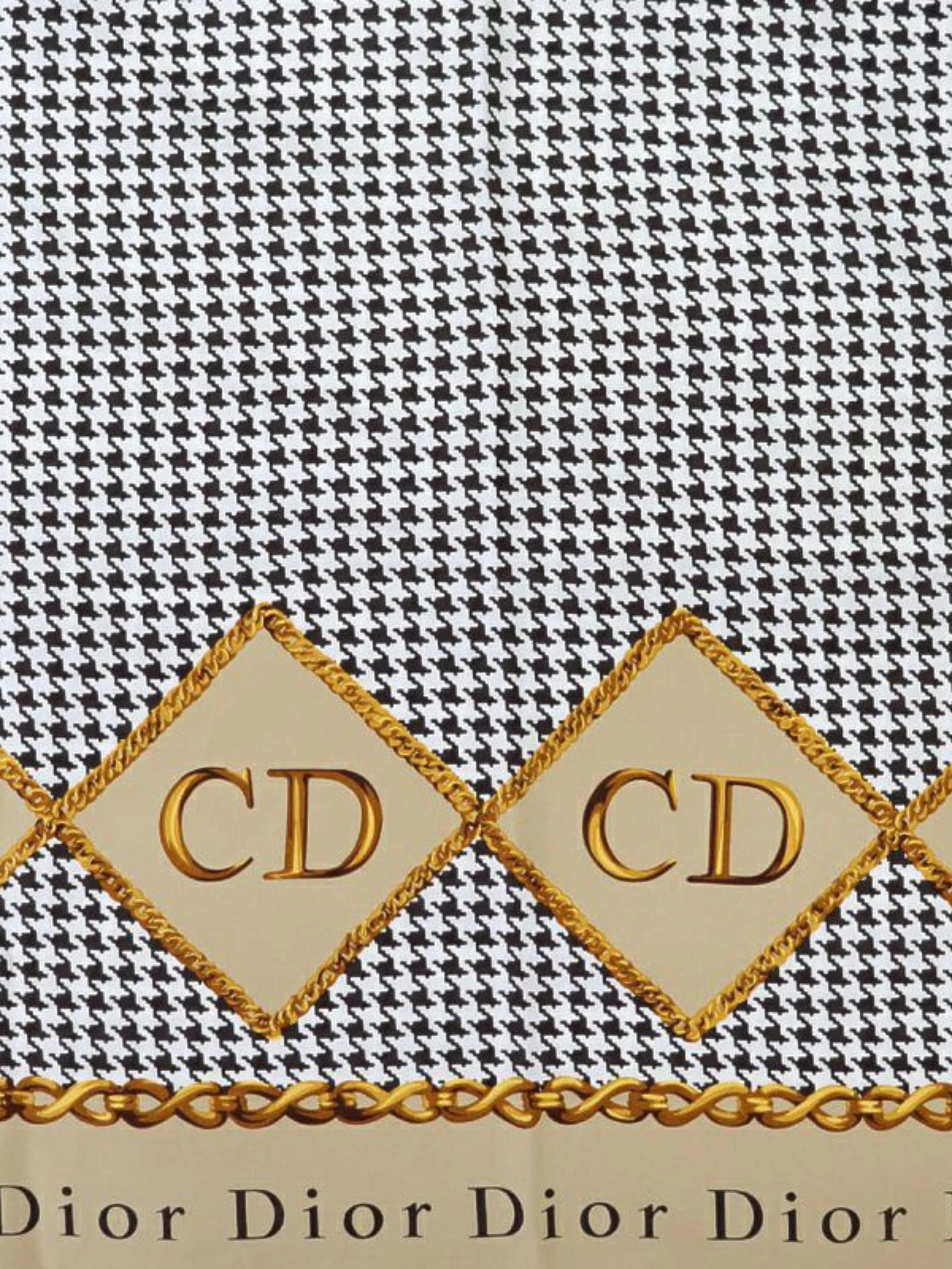 Christian Dior 2000s Multicolor Silk Houndstooth Logo Scarf - Image 2