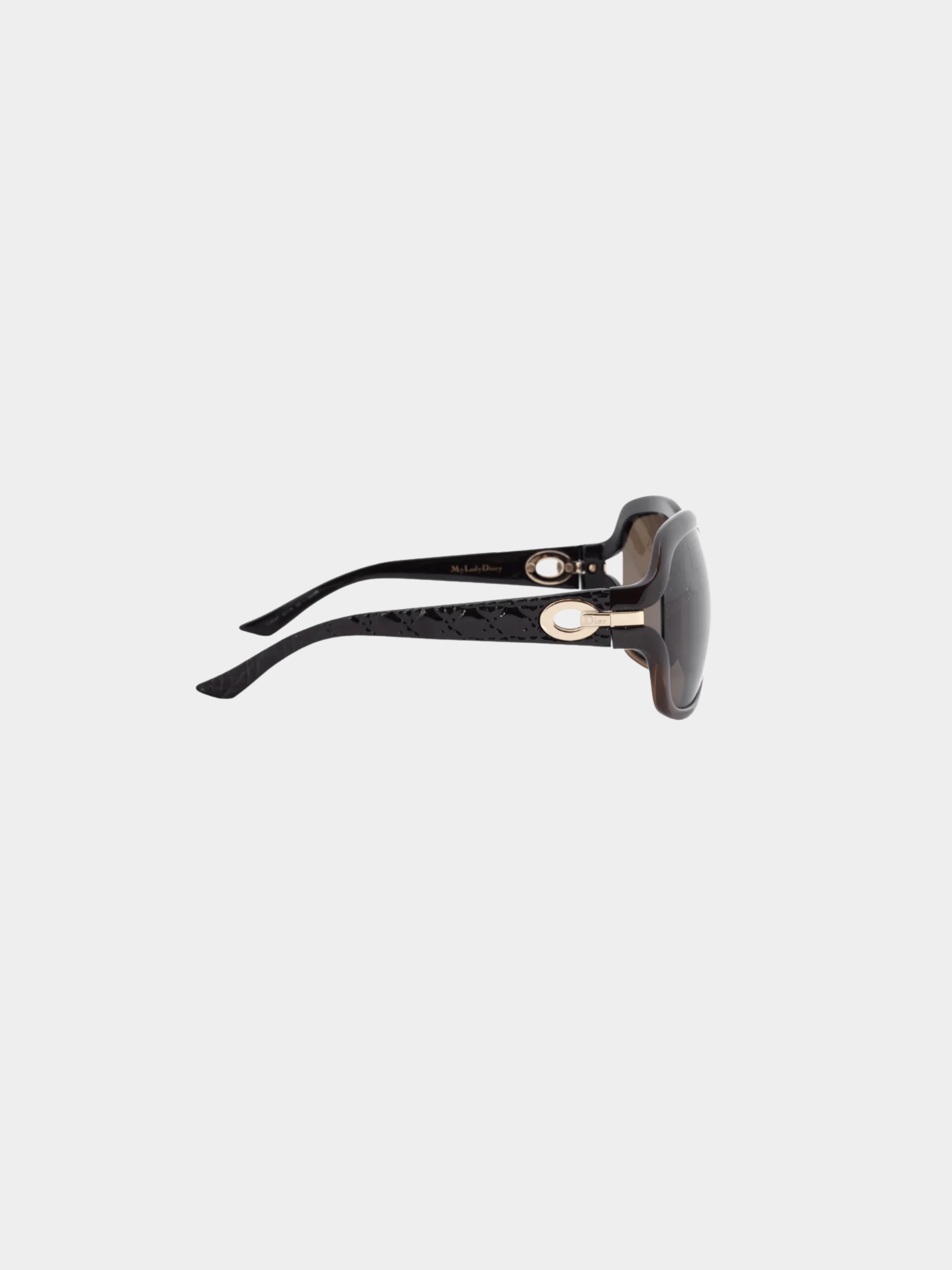 Christian Dior 2000s MyLadyDior7 Brown Cannage Oversized Square Sunglasses - Image 3