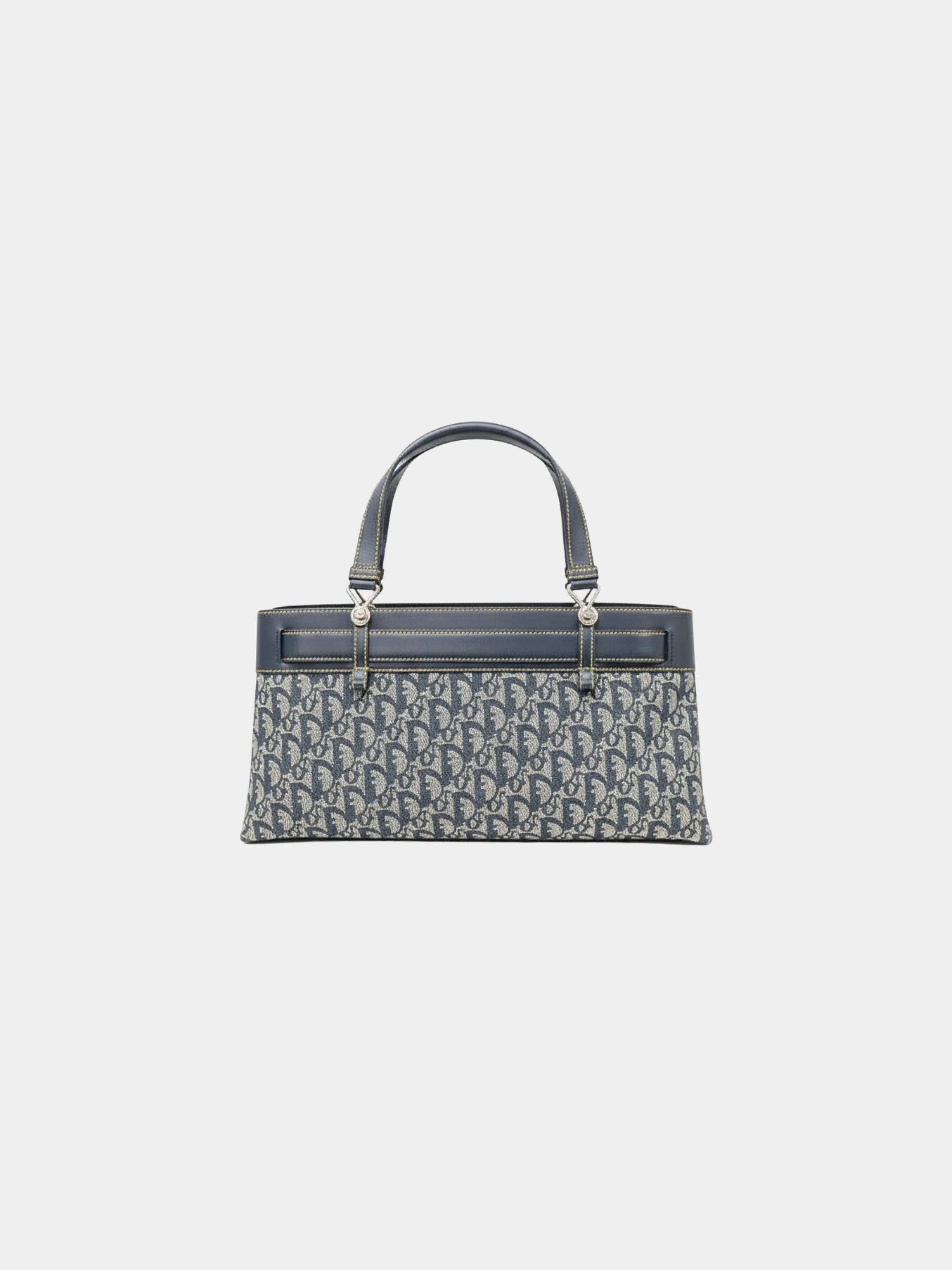 Christian Dior 2000s Navy Trotter Canvas and Leather Handbag - Image 2