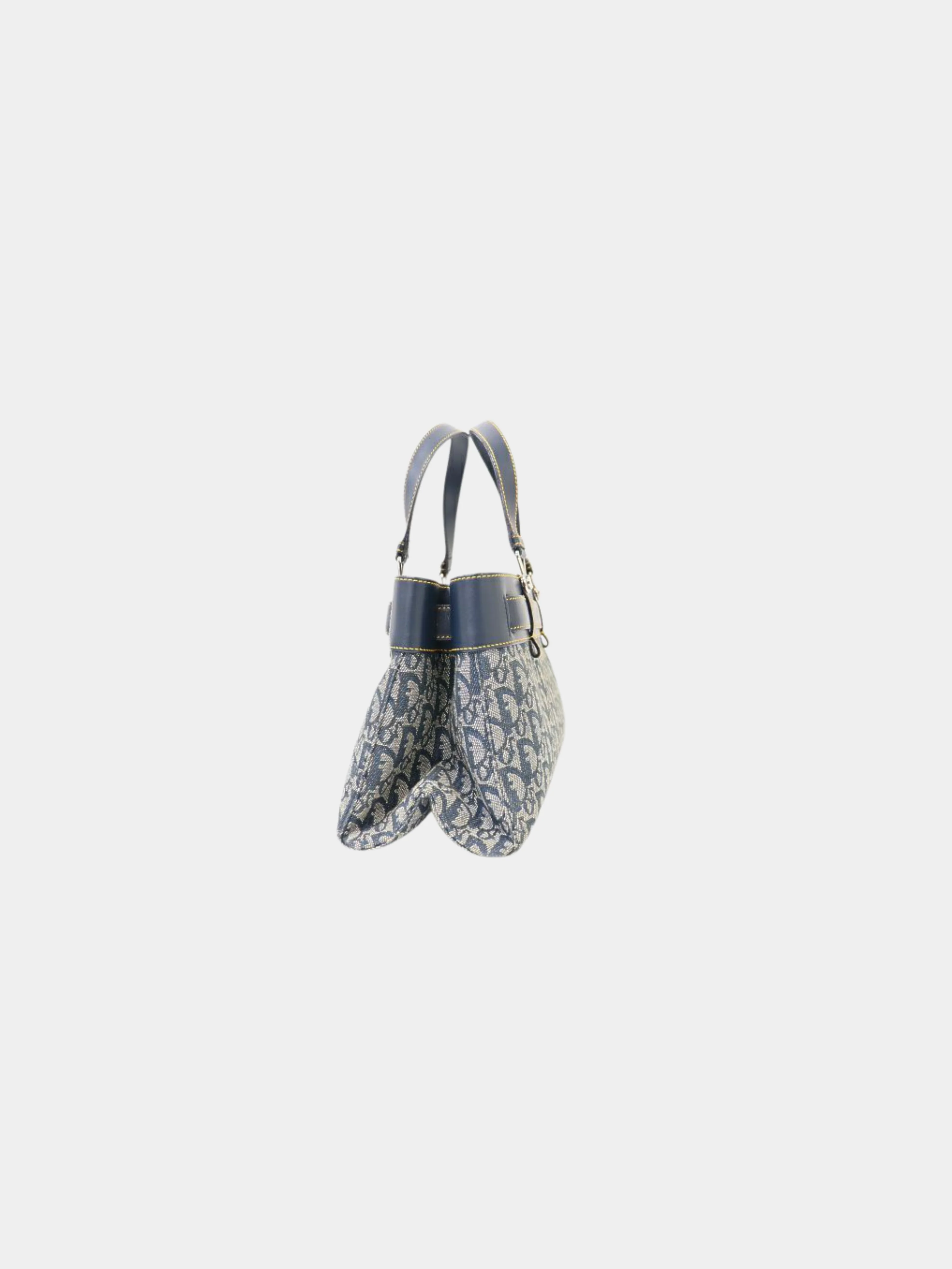 Christian Dior 2000s Navy Trotter Canvas and Leather Handbag - Image 3