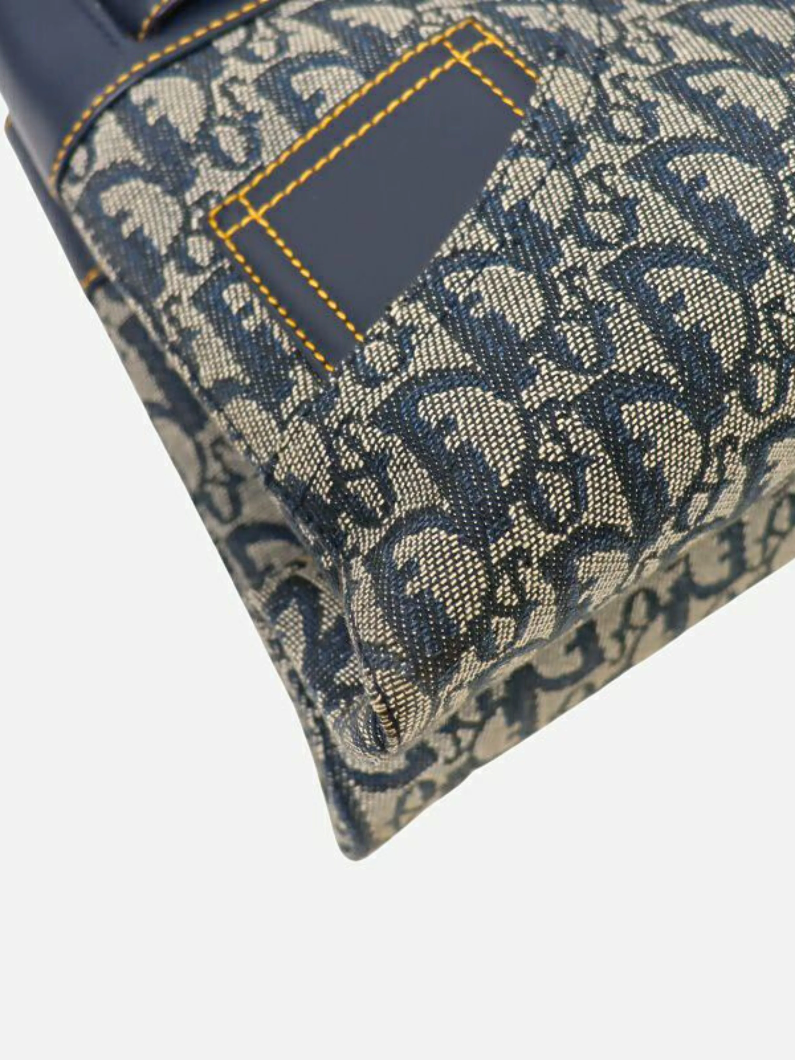 Christian Dior 2000s Navy Trotter Canvas and Leather Handbag - Image 5