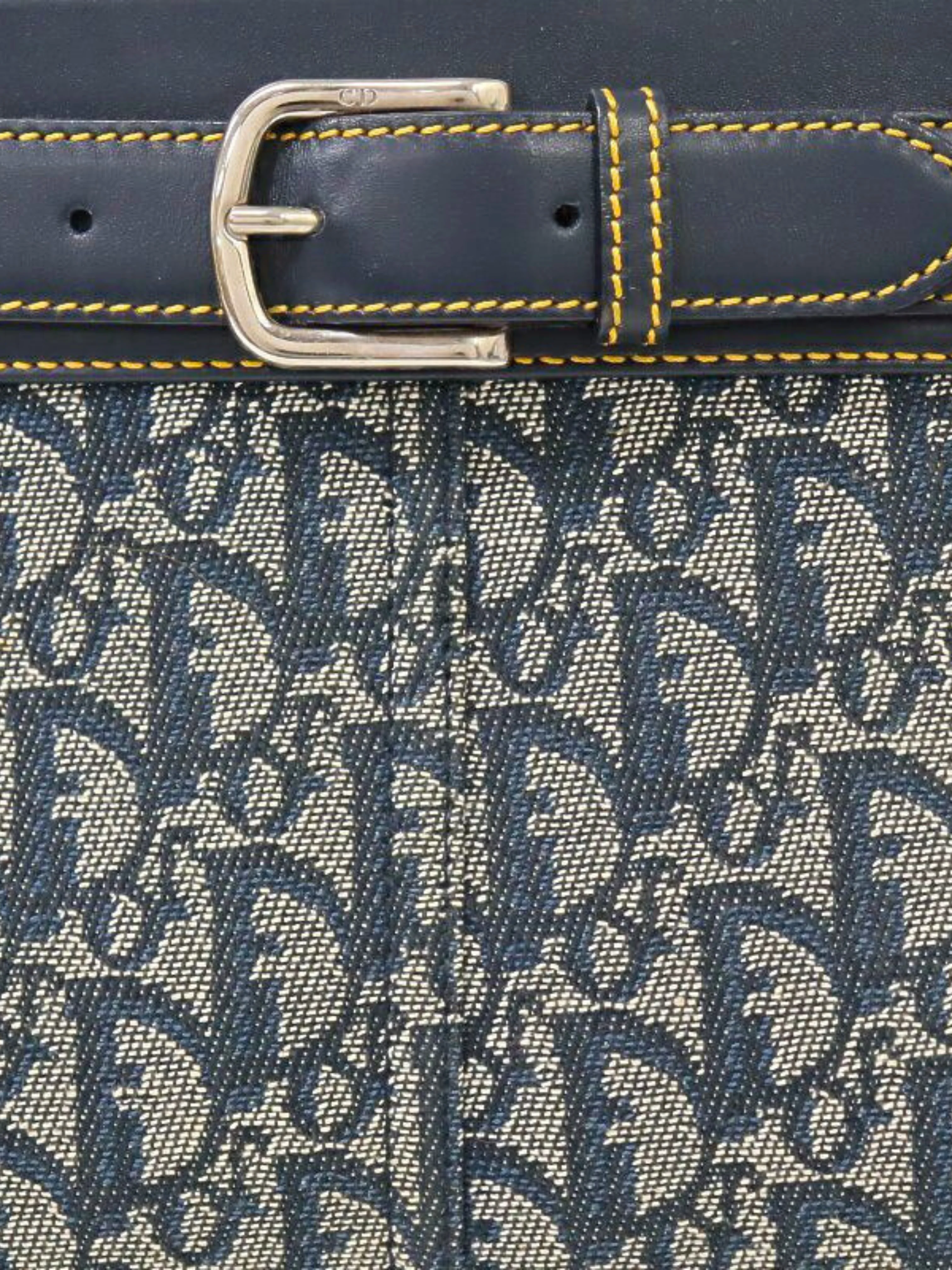 Christian Dior 2000s Navy Trotter Canvas and Leather Handbag - Image 9