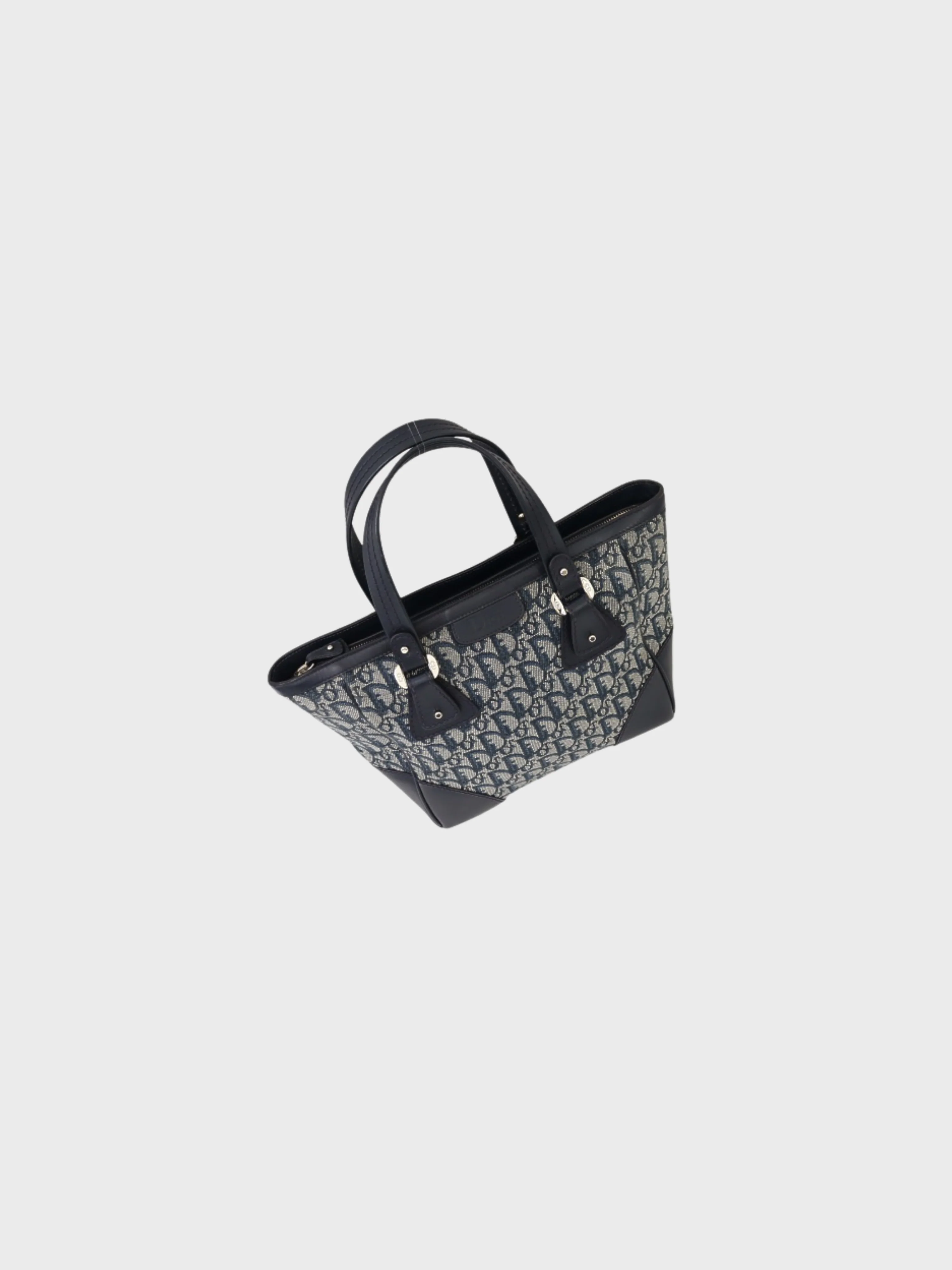 Christian Dior 2000s Navy Trotter Logo Canvas Leather Handbag - Image 5
