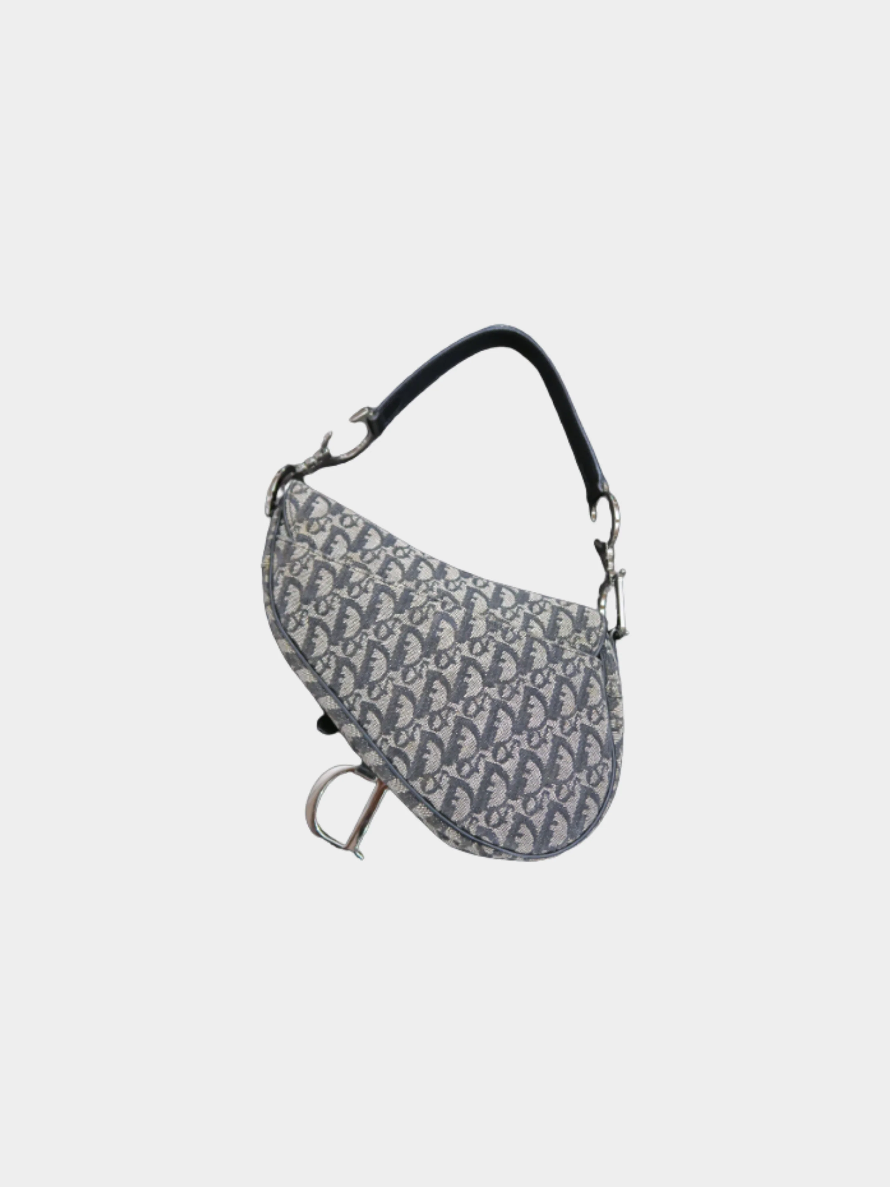 Christian Dior 2000s Navy Trotter Monogram Canvas Saddle Bag - Image 2