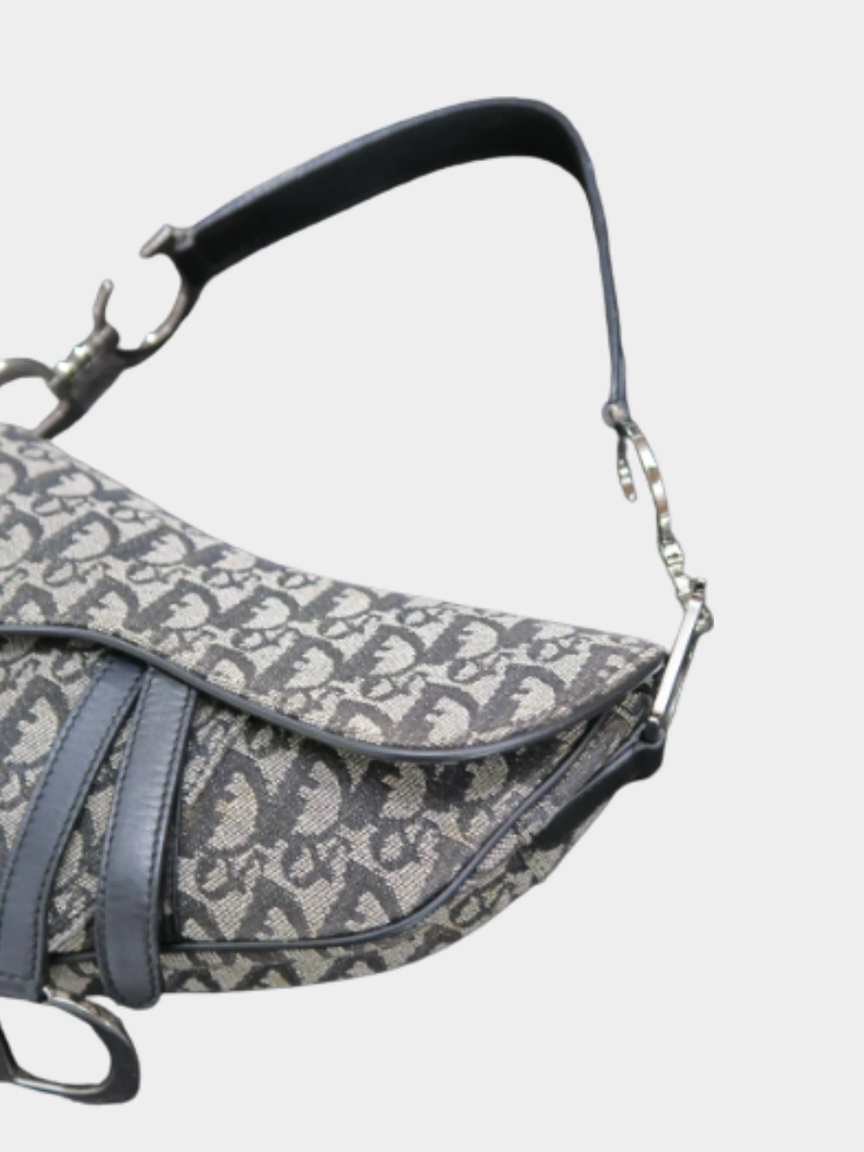 Christian Dior 2000s Navy Trotter Monogram Canvas Saddle Bag - Image 3
