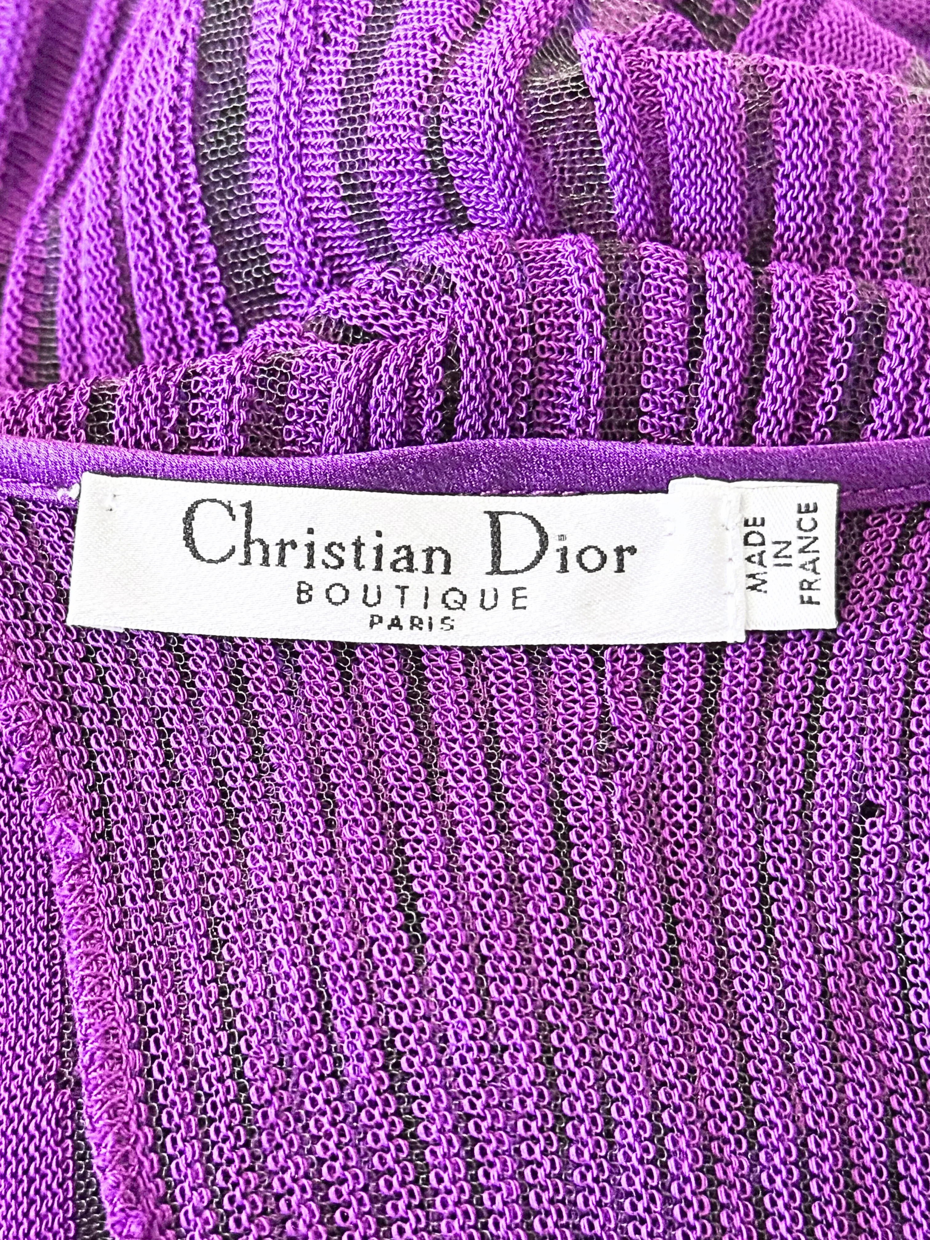 Christian Dior 2000s Purple Knitted Bodycon Dress - Image 3