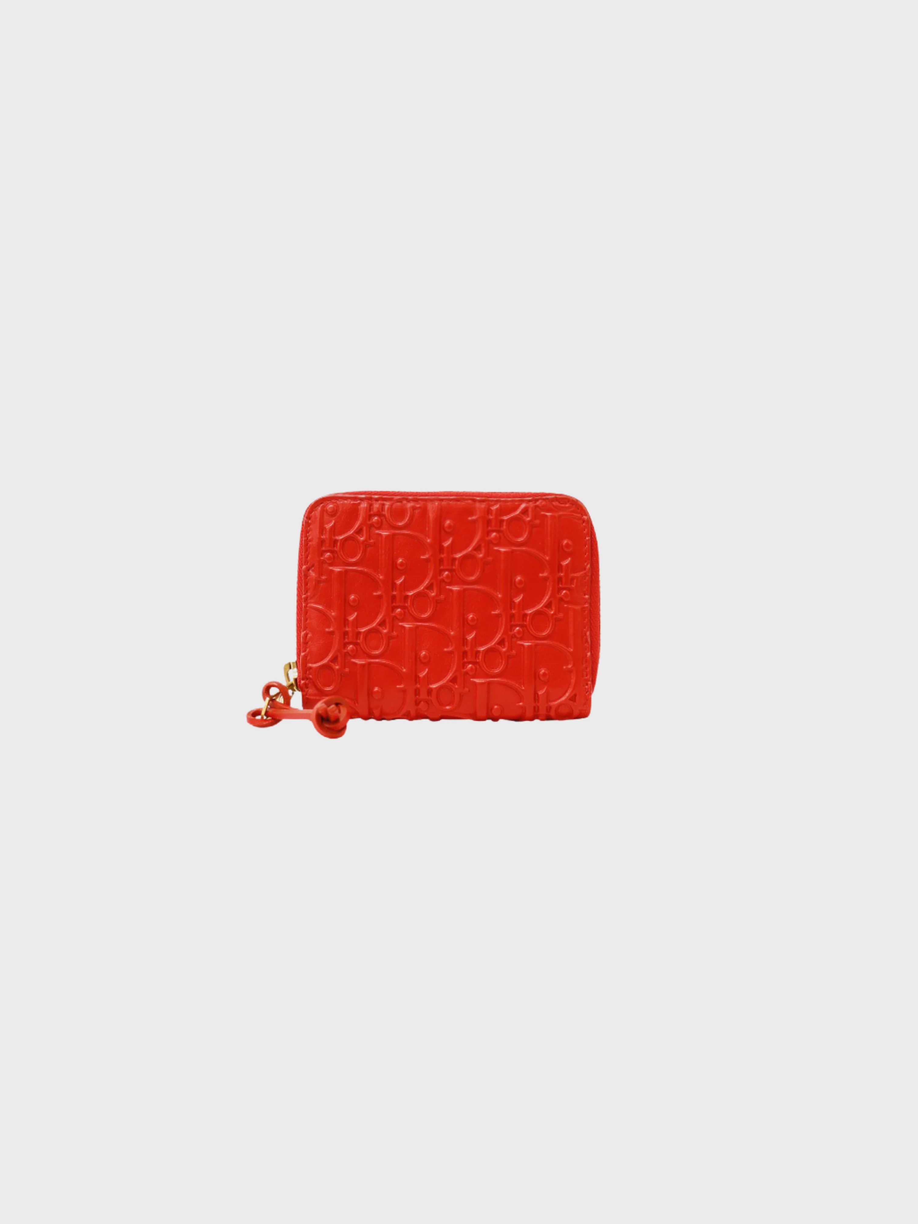 Christian Dior 2000s Red Leather Trotter Coin Case