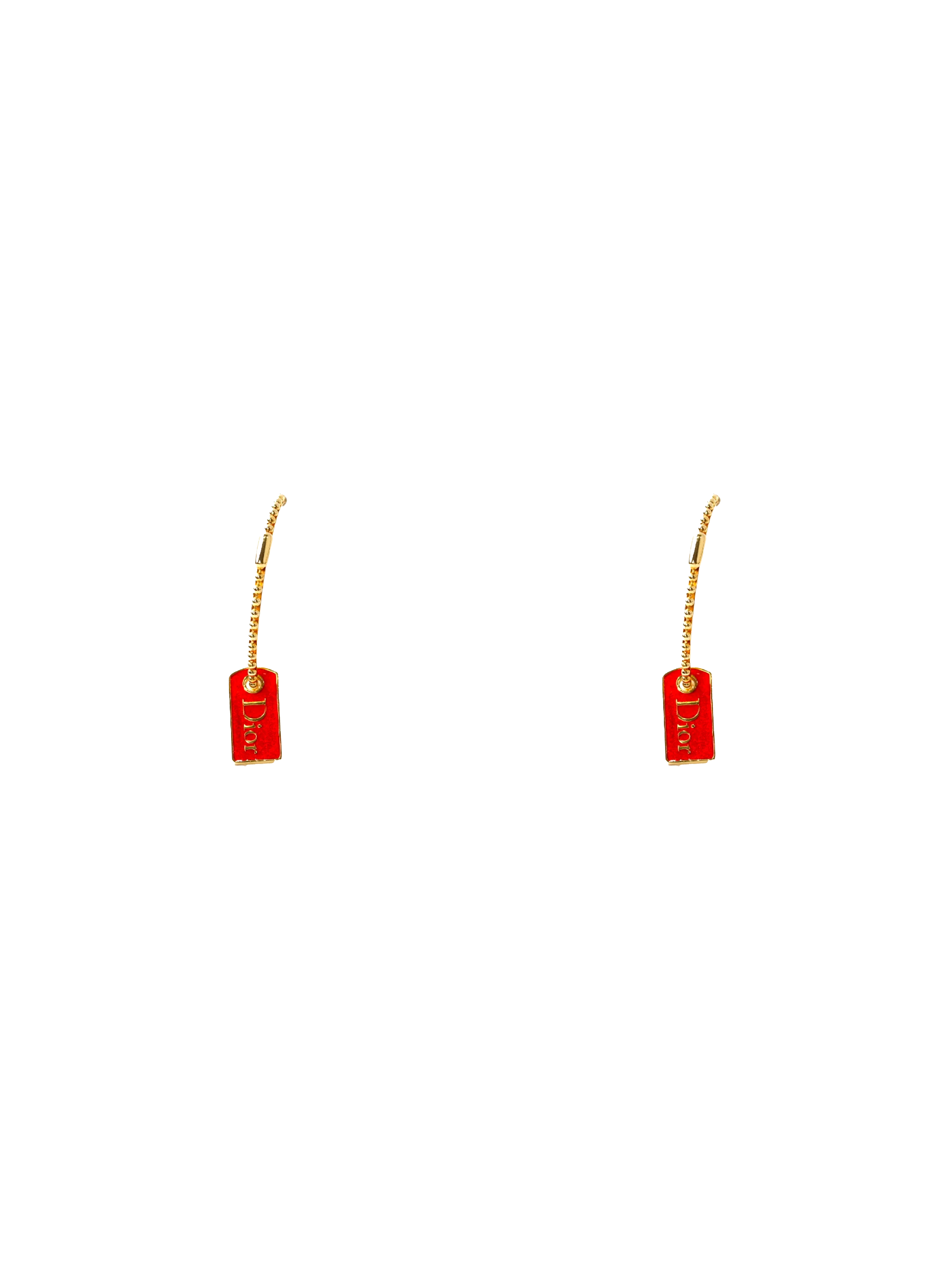 Christian Dior 2000s Red Logo Hoop Earrings - Image 2