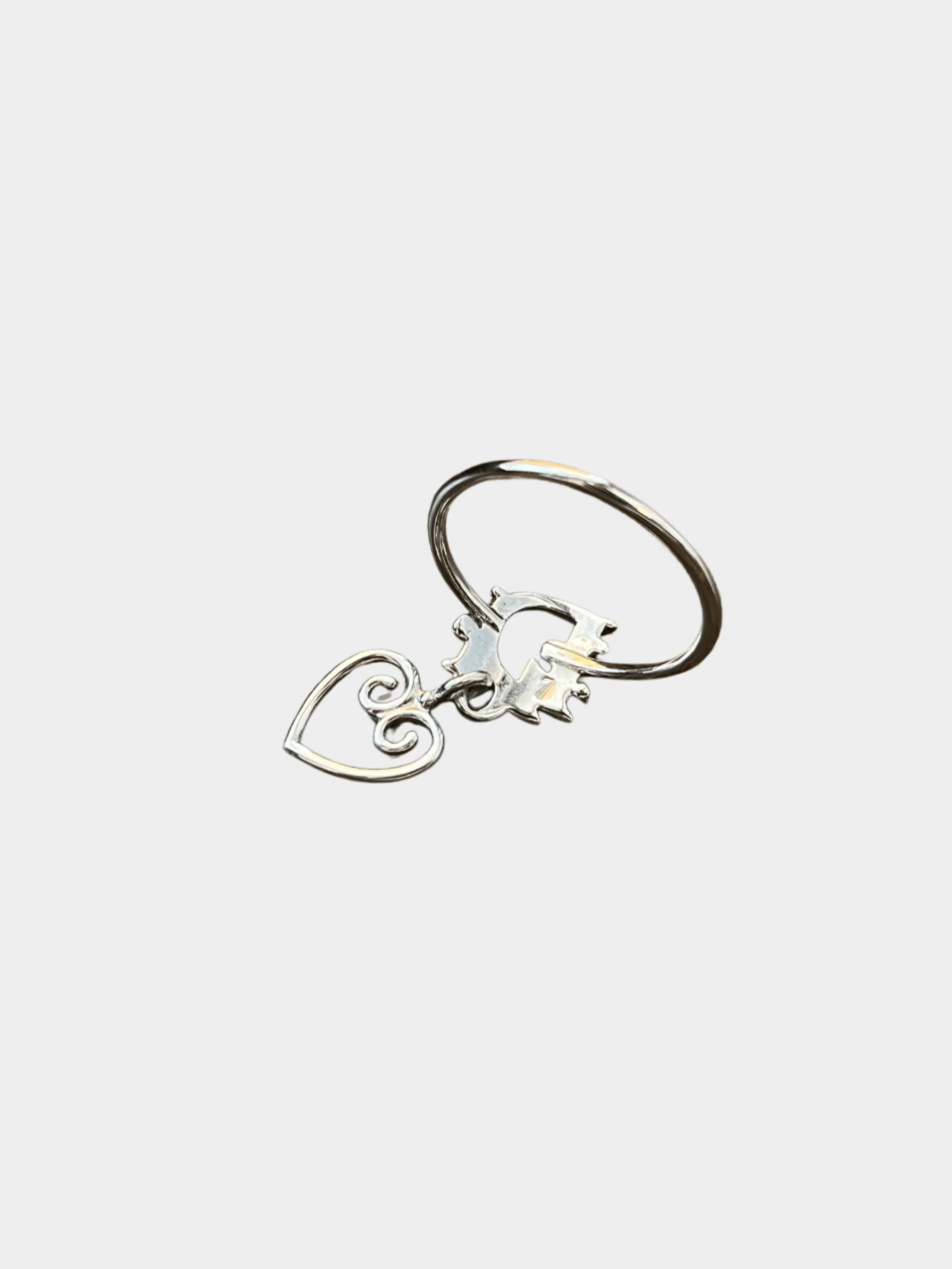 Christian Dior 2000s Red Monogram Silver Ring - Image 2
