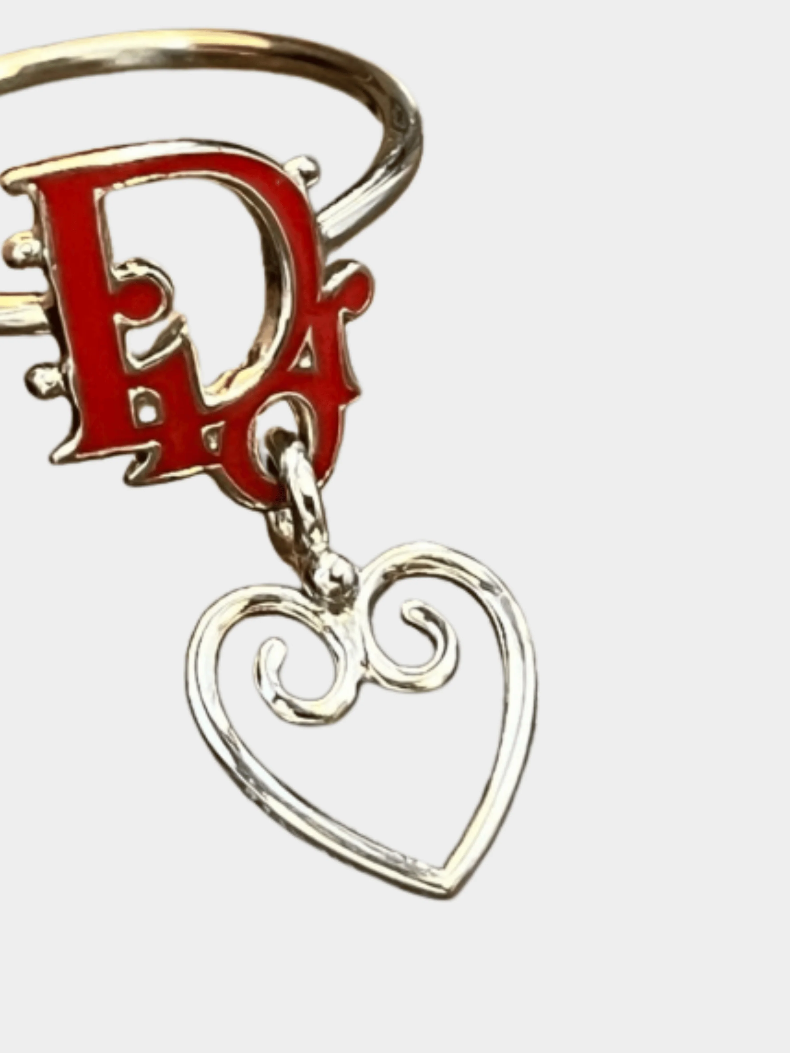 Christian Dior 2000s Red Monogram Silver Ring - Image 3