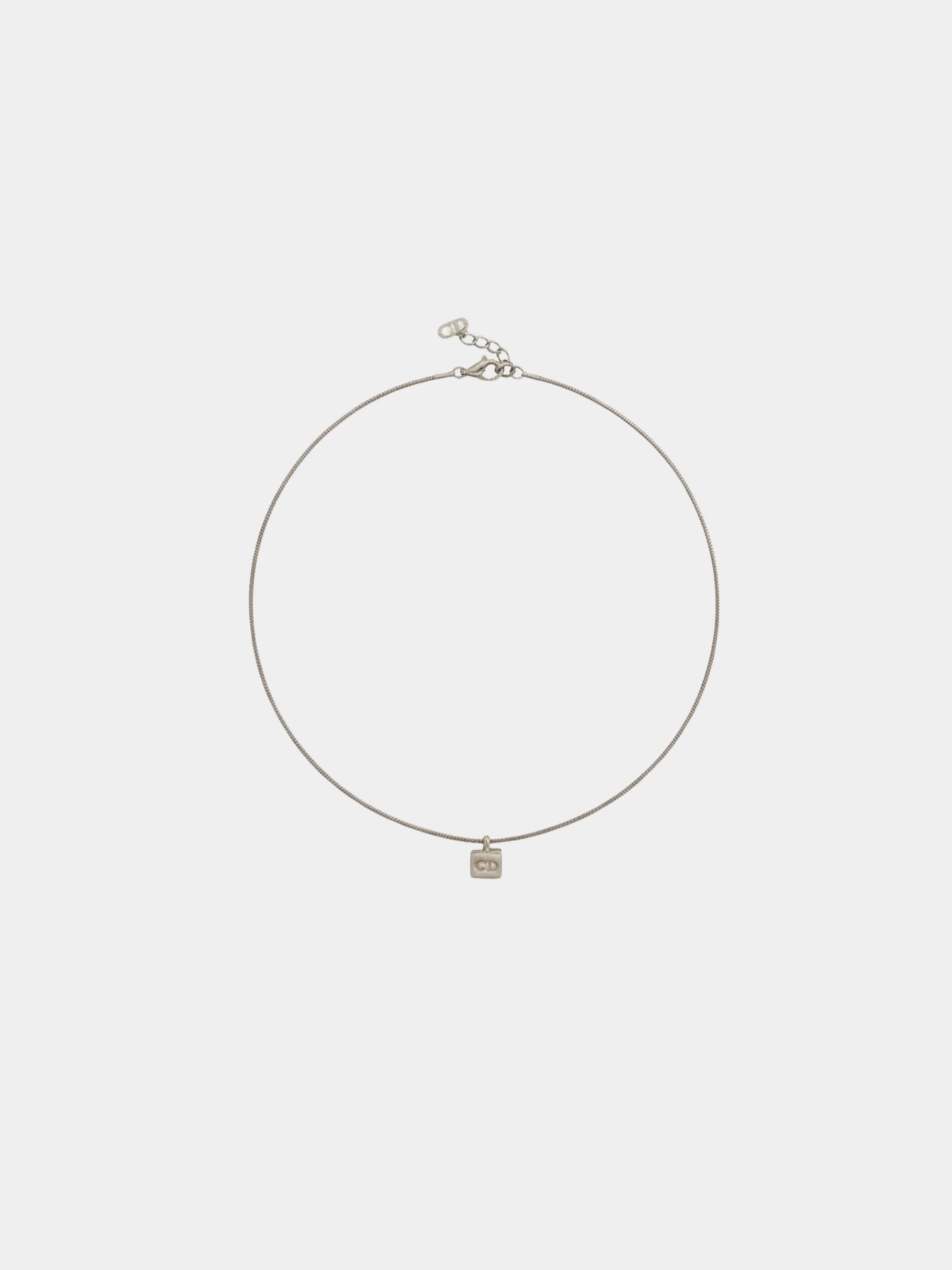 Christian Dior 2000s Silver CD Cube Necklace
